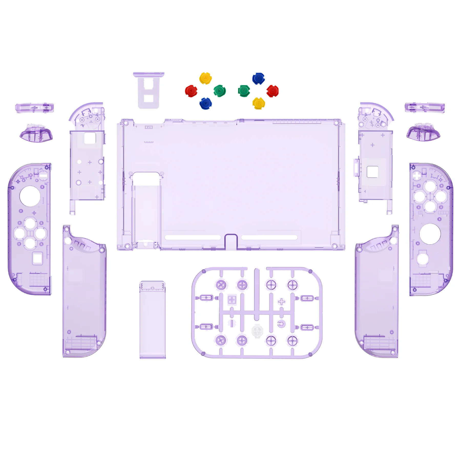 eXtremeRate Replacement Full Set Shells with Buttons for Nintendo Switch - Crystal Clear Atomic Purple - Image 2