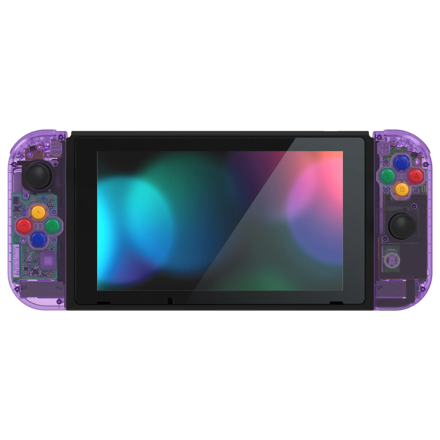 eXtremeRate Replacement Full Set Shells with Buttons for Nintendo Switch - Crystal Clear Atomic Purple - Image 3