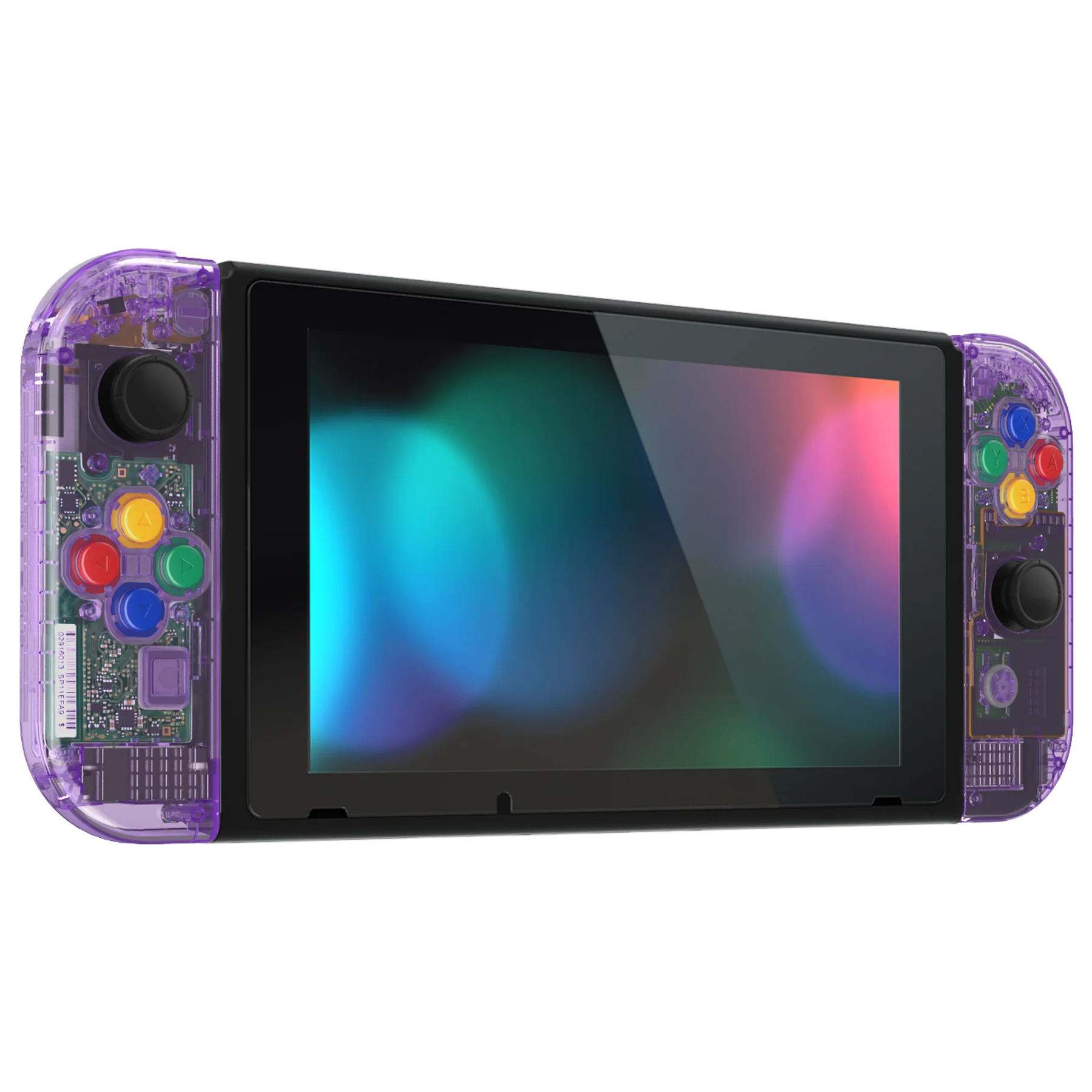 eXtremeRate Replacement Full Set Shells with Buttons for Nintendo Switch - Crystal Clear Atomic Purple - Image 4