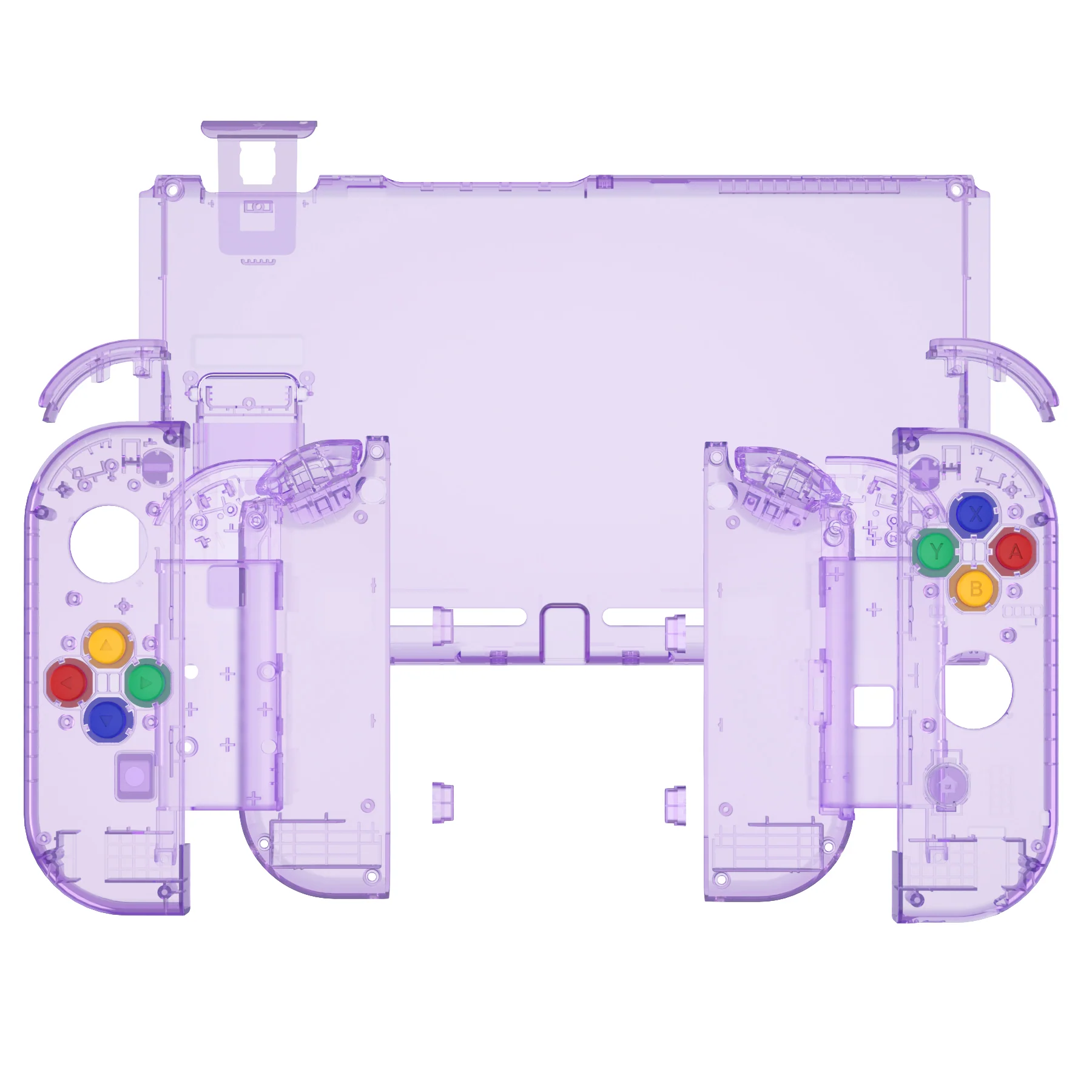 eXtremeRate Replacement Full Set Shells with Buttons for Nintendo Switch - Crystal Clear Atomic Purple - Image 7