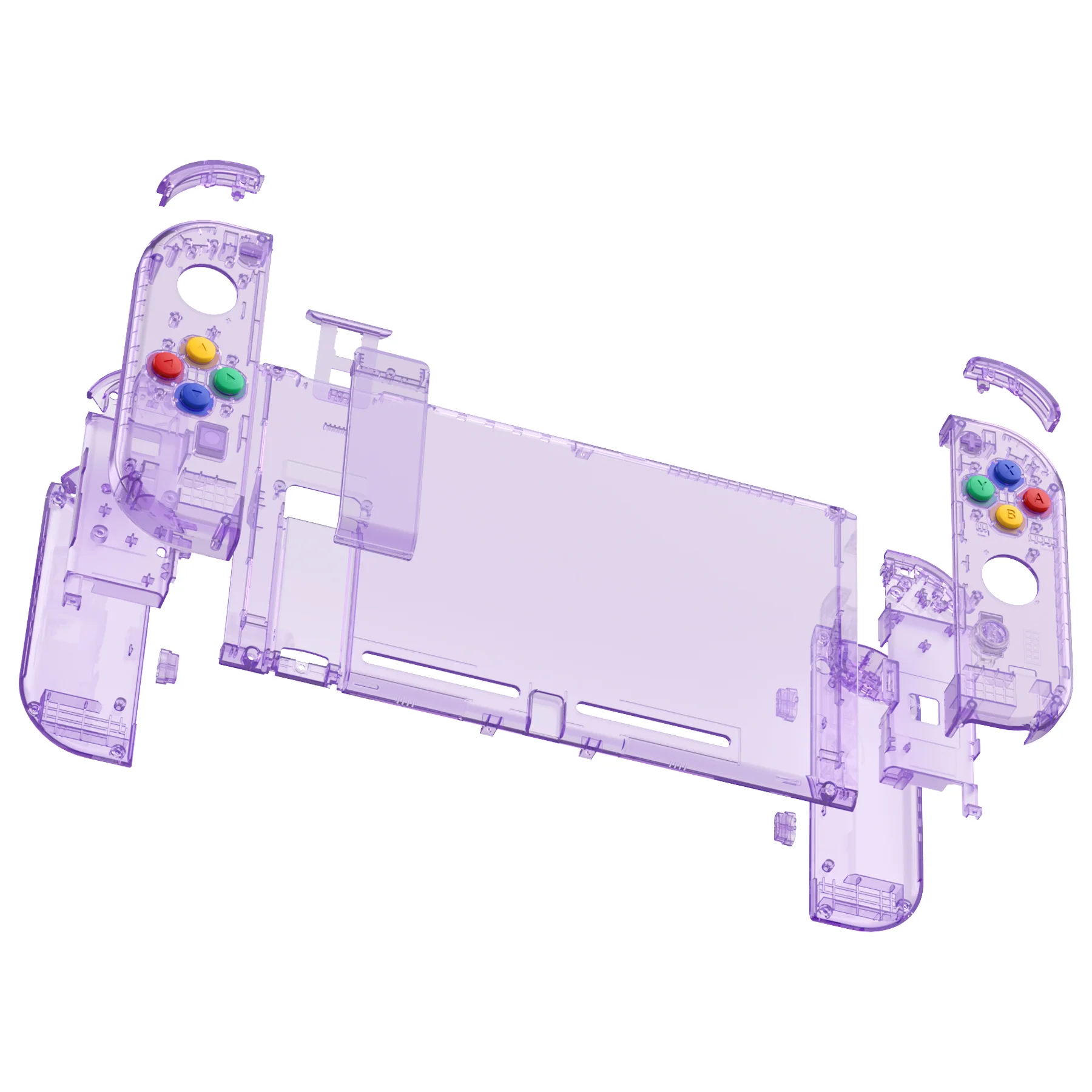 eXtremeRate Replacement Full Set Shells with Buttons for Nintendo Switch - Crystal Clear Atomic Purple - Image 8