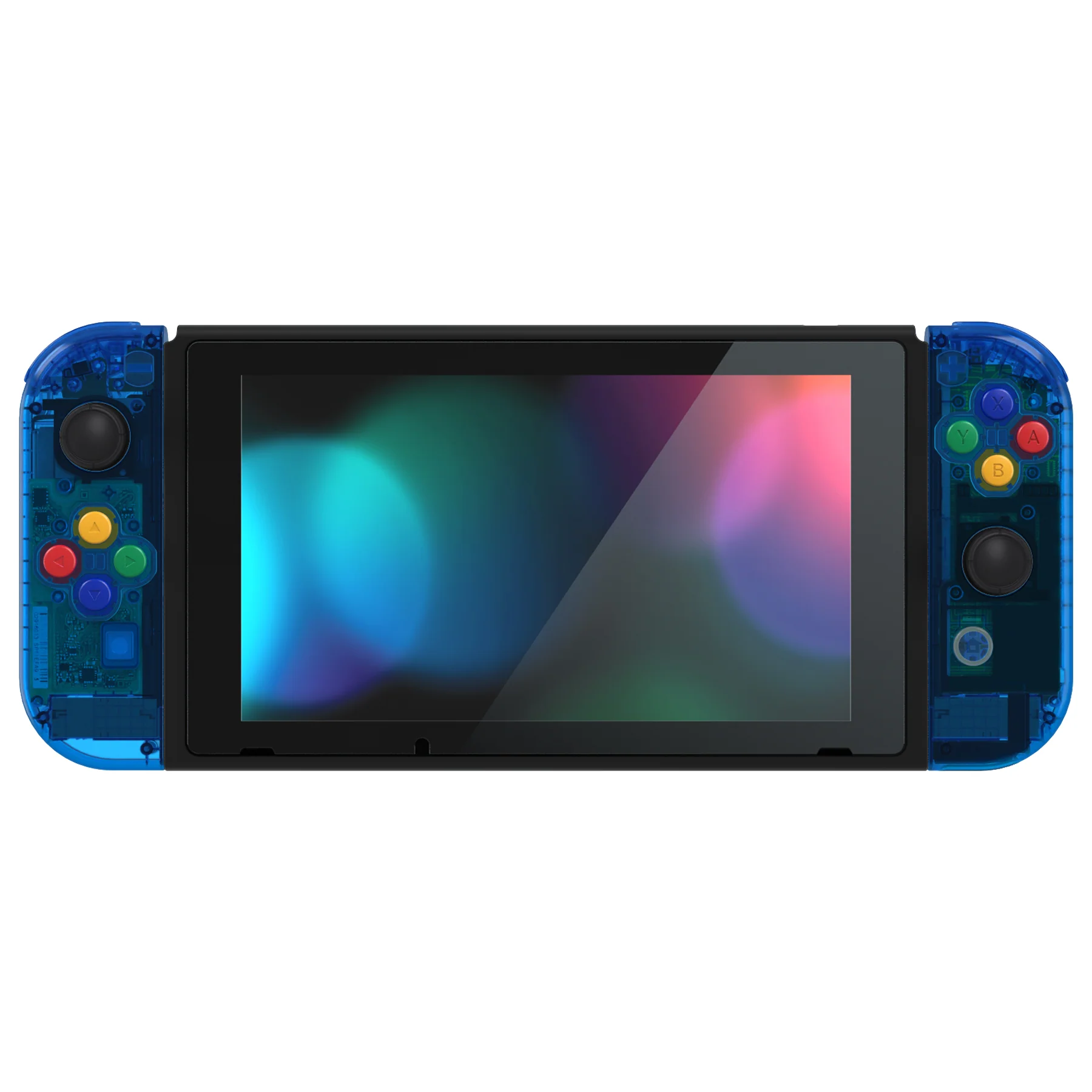 eXtremeRate Replacement Full Set Shells with Buttons for Nintendo Switch - Crystal Clear Blue - Image 3