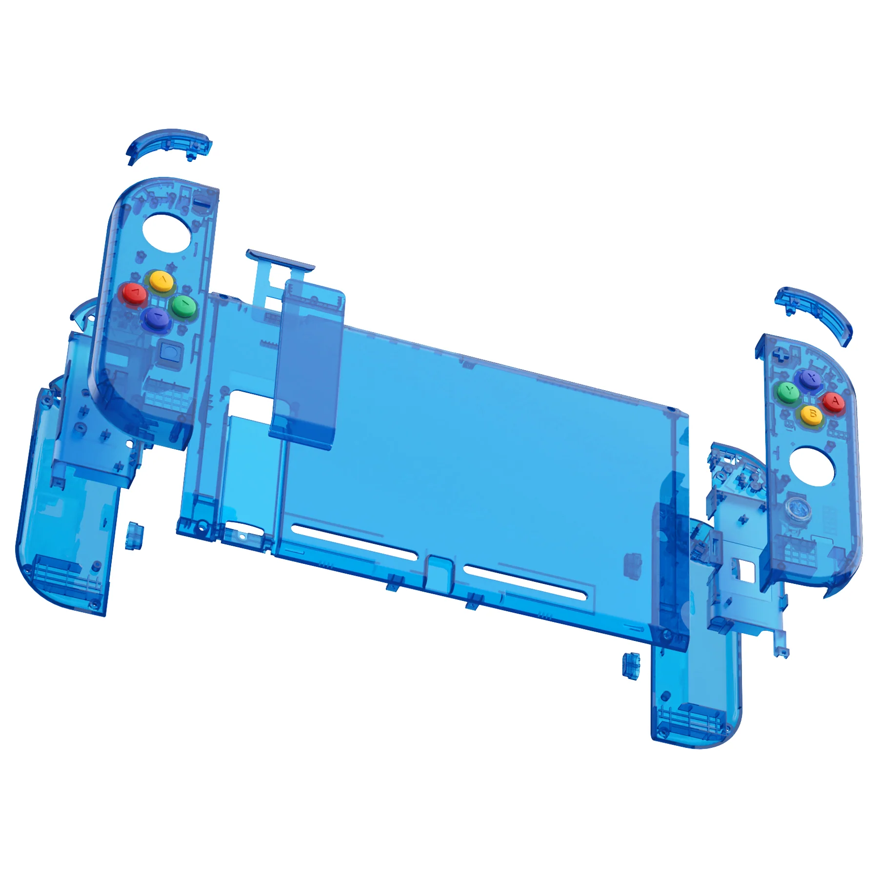 eXtremeRate Replacement Full Set Shells with Buttons for Nintendo Switch - Crystal Clear Blue - Image 8
