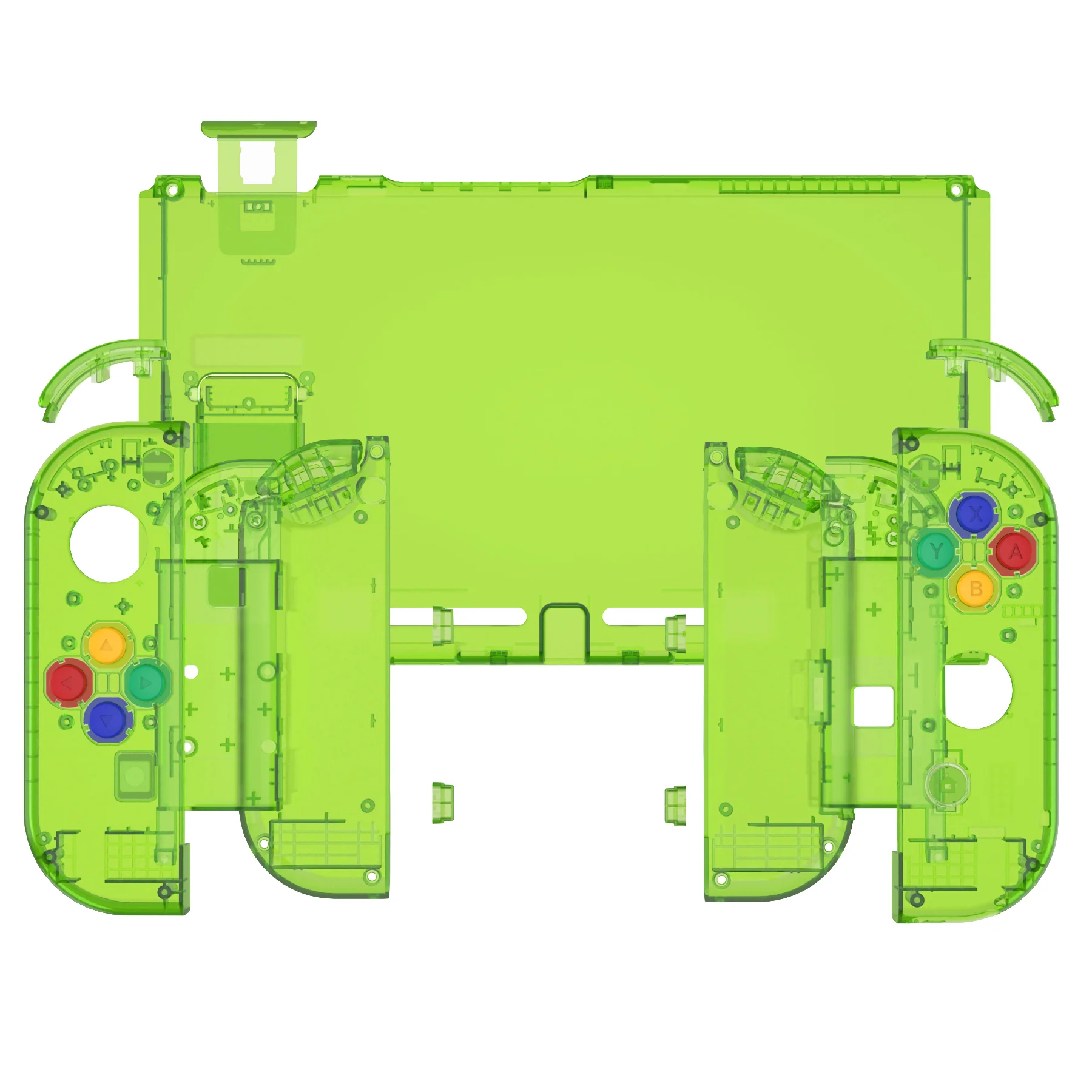 eXtremeRate Replacement Full Set Shells with Buttons for Nintendo Switch - Crystal Clear Green - Image 7