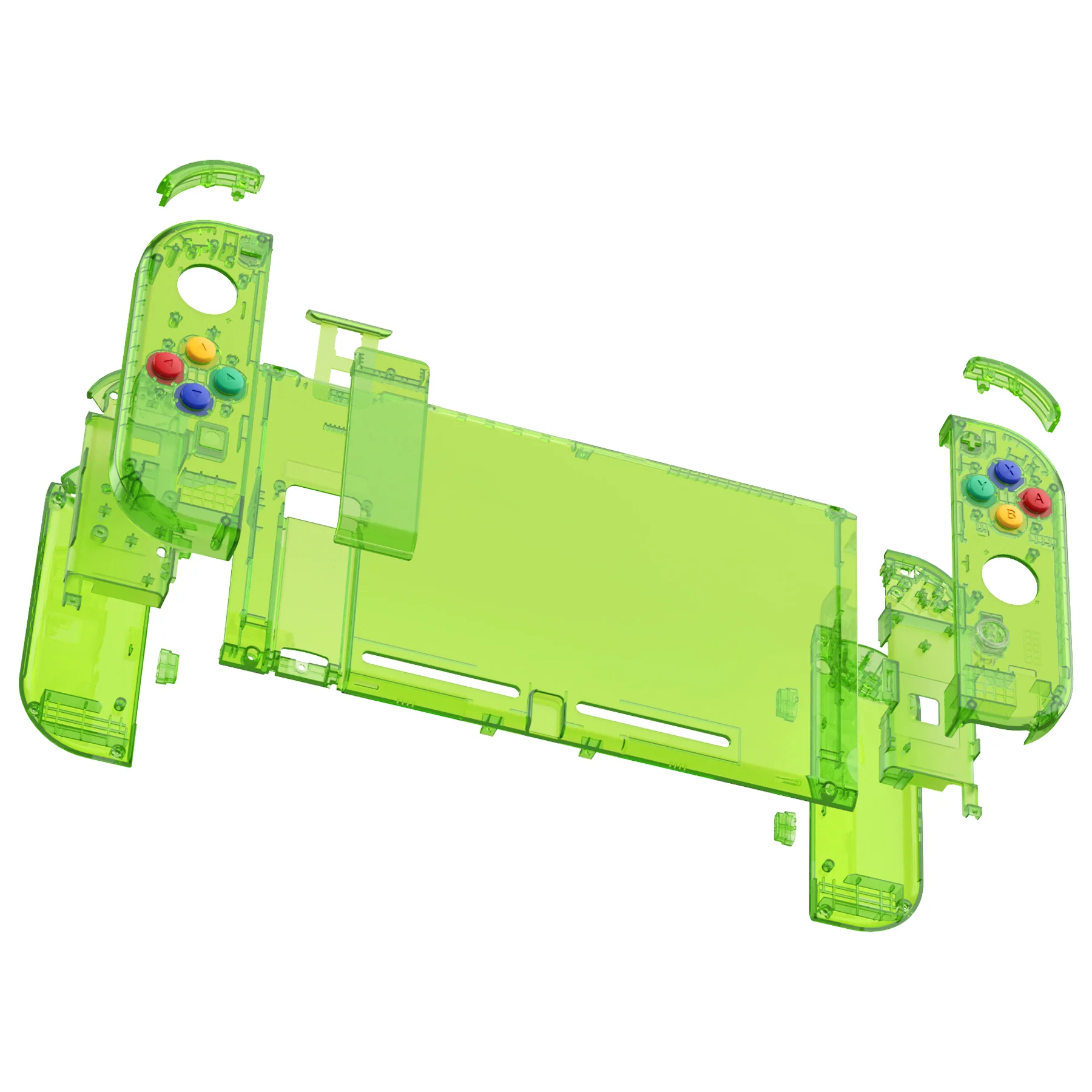eXtremeRate Replacement Full Set Shells with Buttons for Nintendo Switch - Crystal Clear Green - Image 8