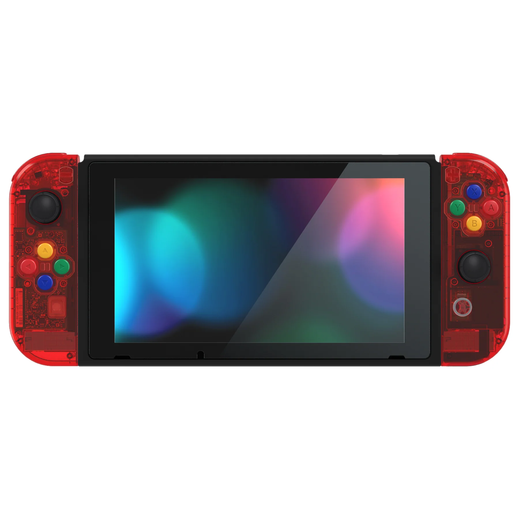 eXtremeRate Replacement Full Set Shells with Buttons for Nintendo Switch - Crystal Clear Red - Image 3