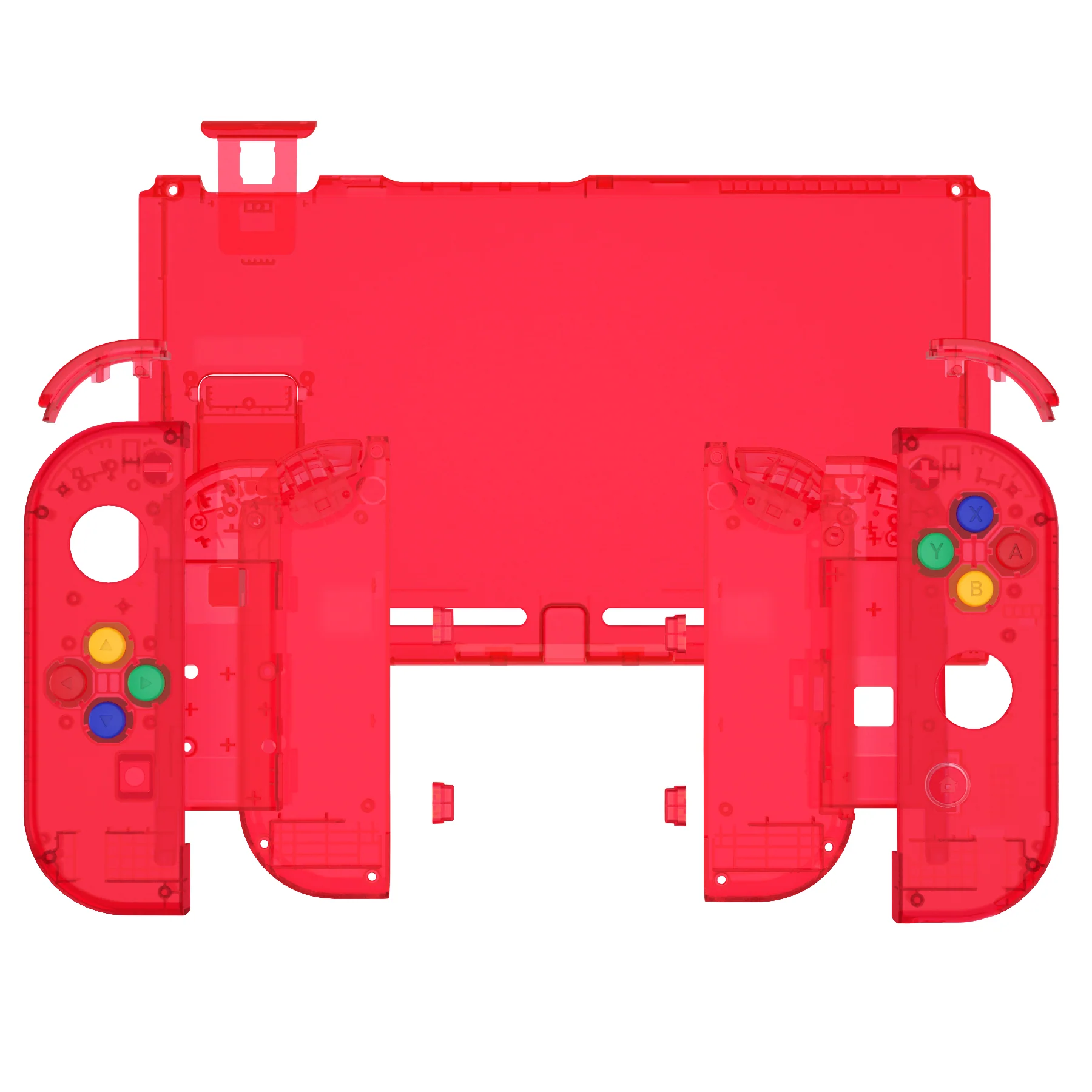 eXtremeRate Replacement Full Set Shells with Buttons for Nintendo Switch - Crystal Clear Red - Image 7