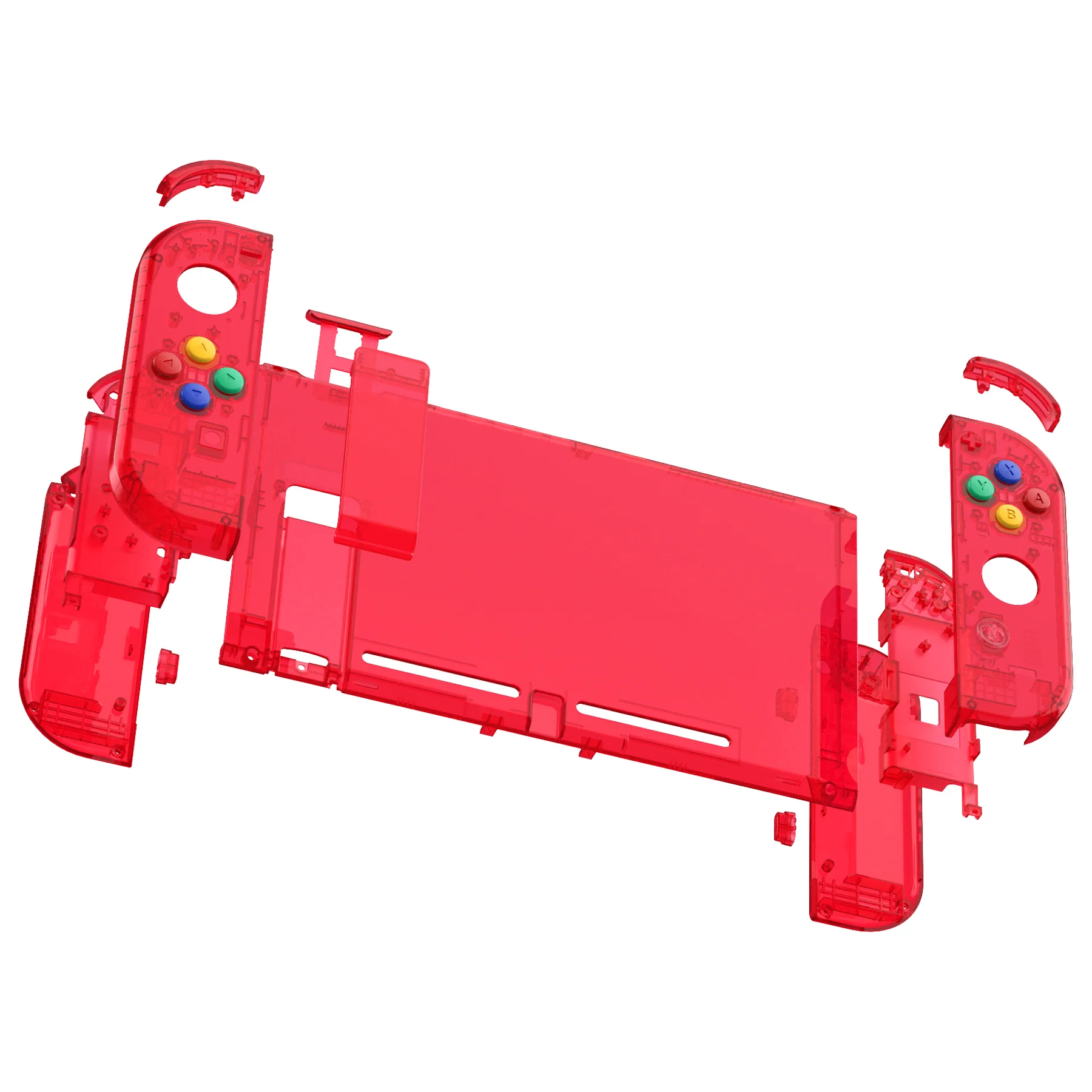 eXtremeRate Replacement Full Set Shells with Buttons for Nintendo Switch - Crystal Clear Red - Image 8