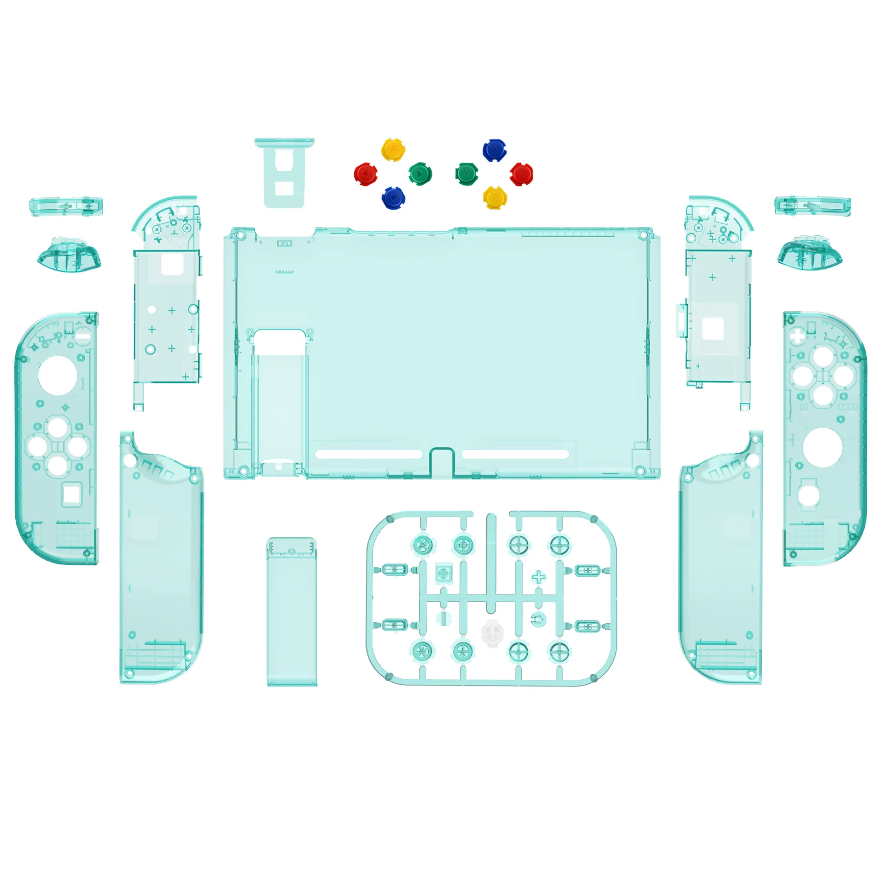 eXtremeRate Replacement Full Set Shells with Buttons for Nintendo Switch - Crystal Emerald Green - Image 2