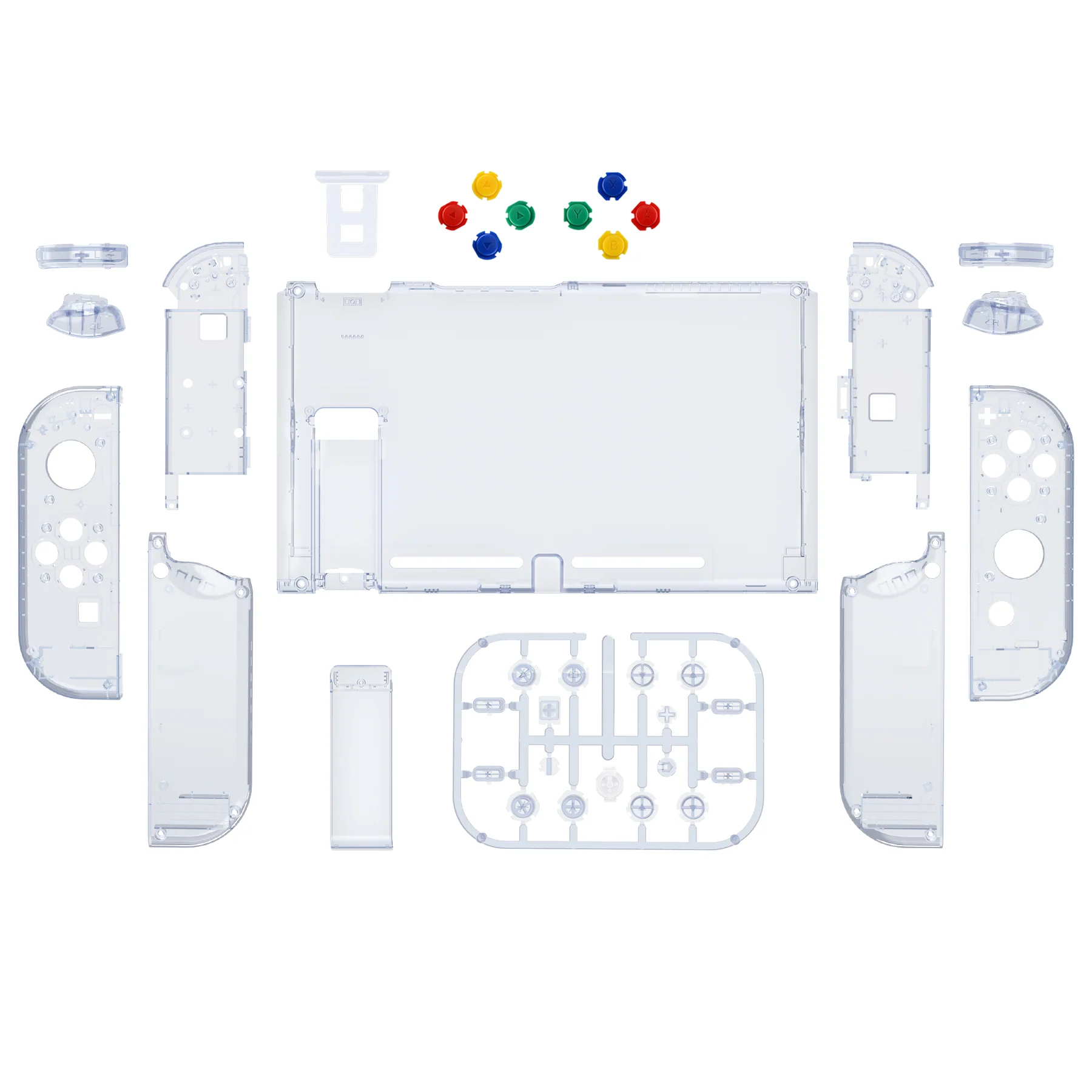 eXtremeRate Replacement Full Set Shells with Buttons for Nintendo Switch - Crystal Clear Glacier Blue - Image 2