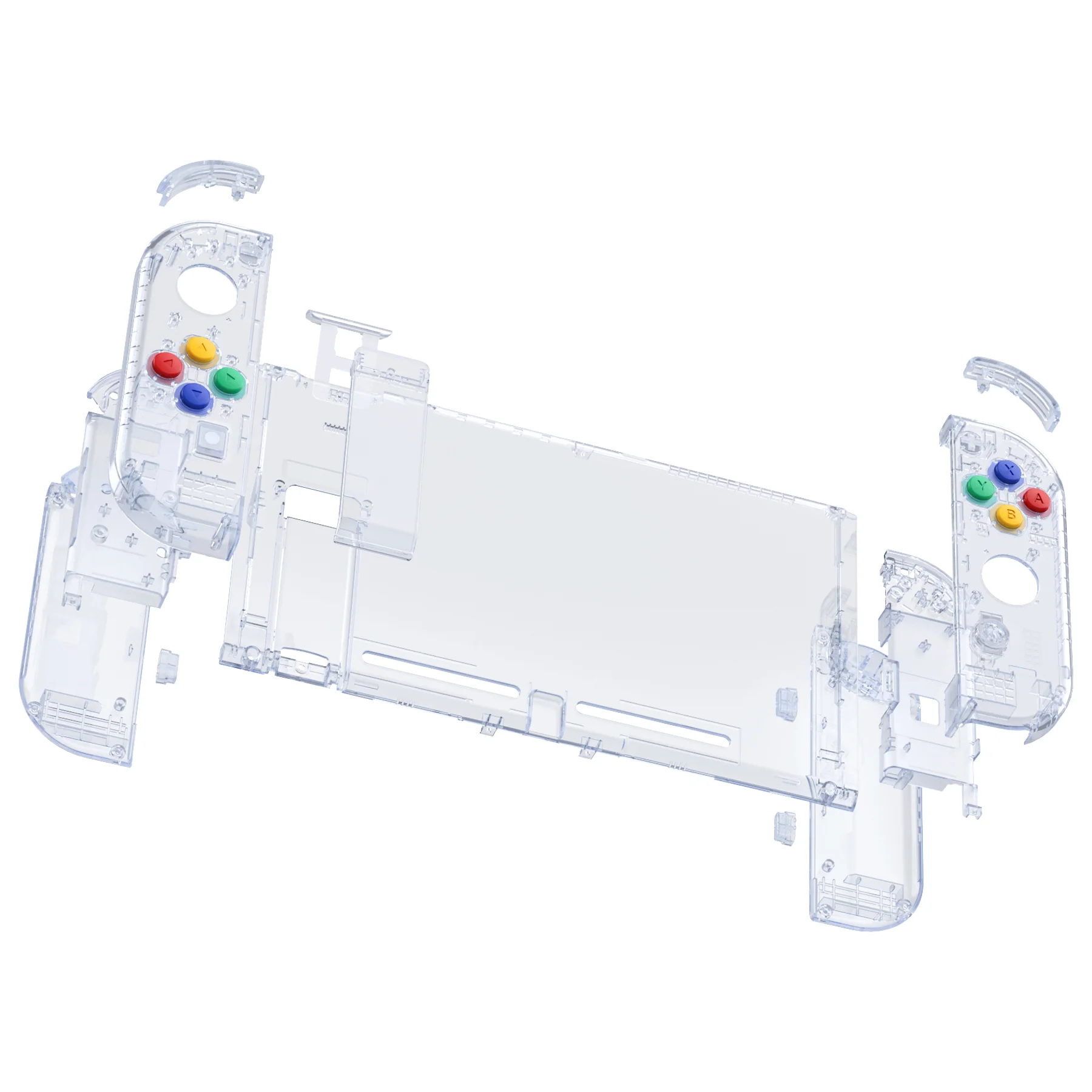 eXtremeRate Replacement Full Set Shells with Buttons for Nintendo Switch - Crystal Clear Glacier Blue - Image 8