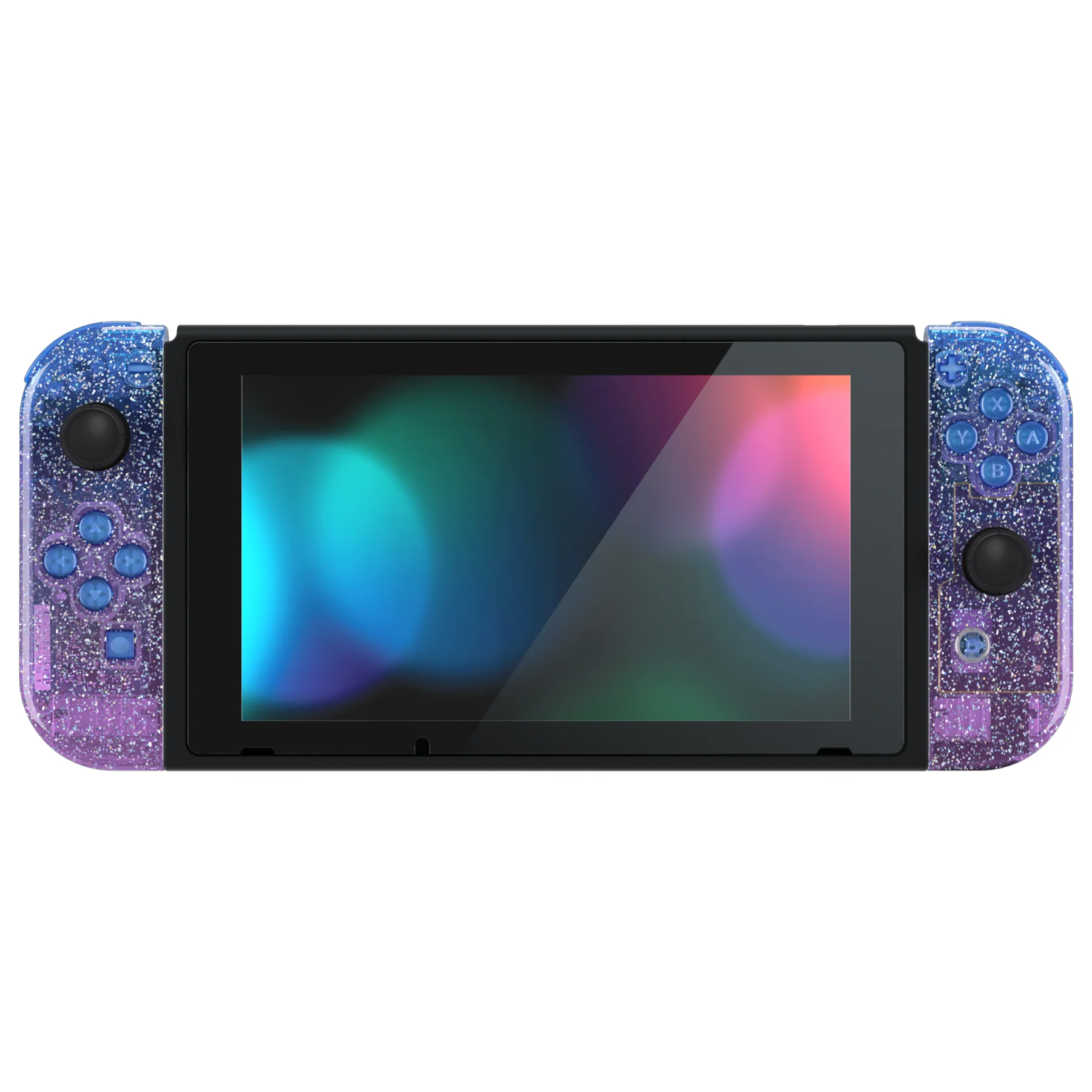 eXtremeRate Replacement Full Set Shells with Buttons for Nintendo Switch - Glitter Gradient Translucent Bluebell - Image 3
