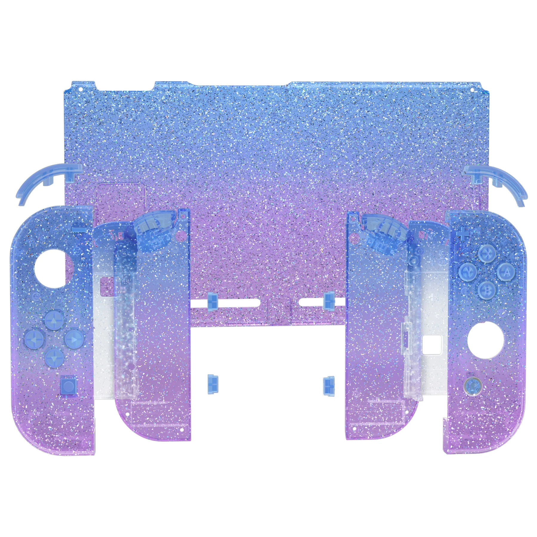 eXtremeRate Replacement Full Set Shells with Buttons for Nintendo Switch - Glitter Gradient Translucent Bluebell - Image 7