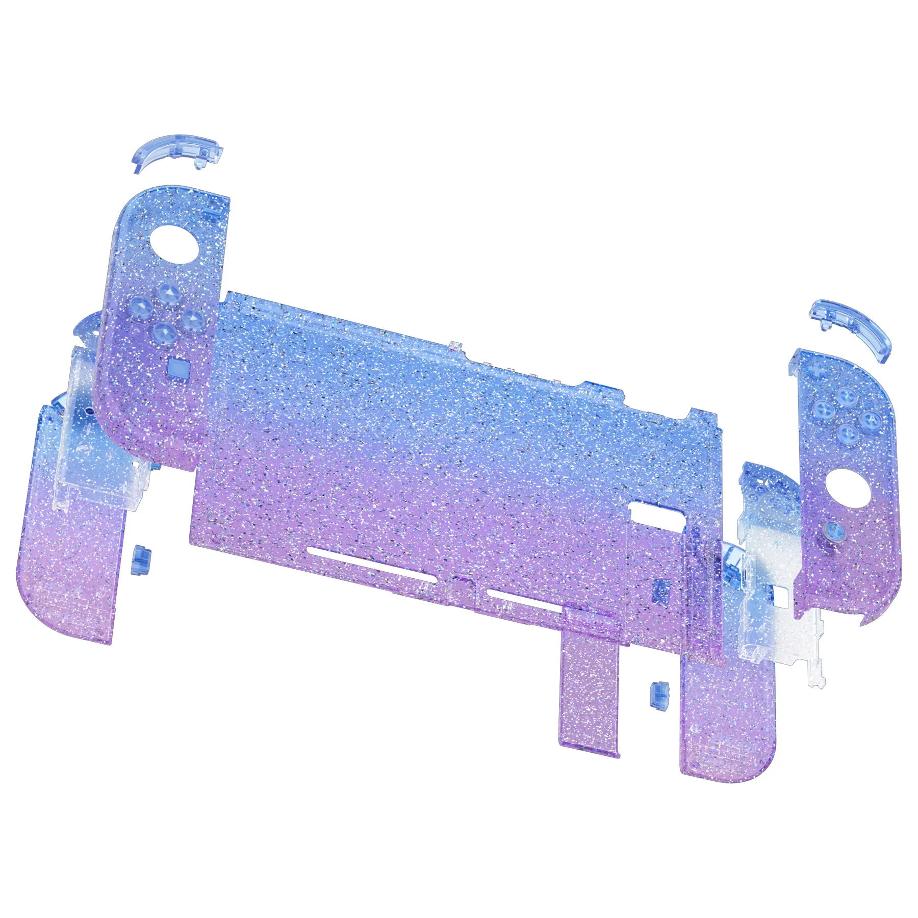 eXtremeRate Replacement Full Set Shells with Buttons for Nintendo Switch - Glitter Gradient Translucent Bluebell - Image 8