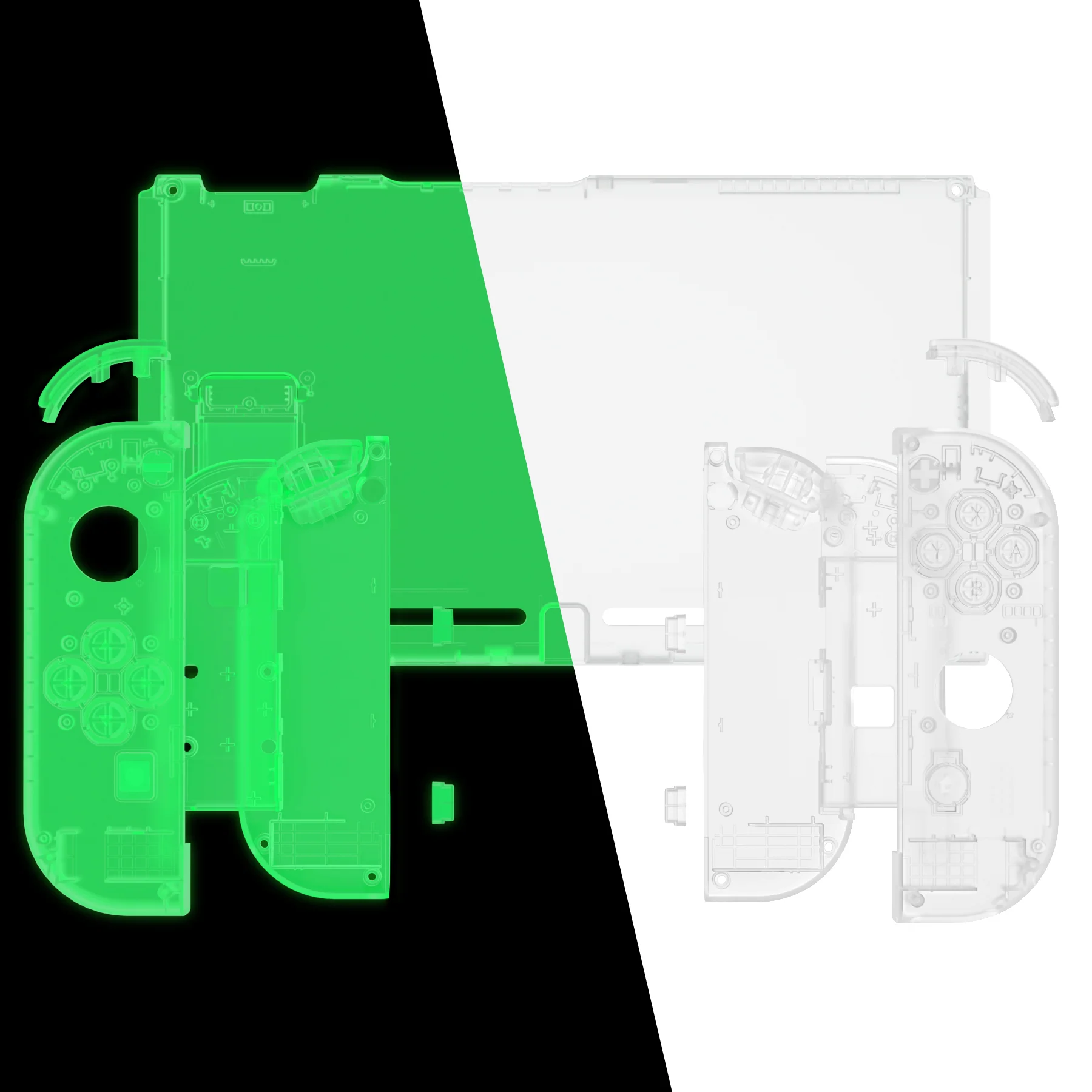 eXtremeRate Replacement Full Set Shells with Buttons for Nintendo Switch - Glow in Dark - Green - Image 3