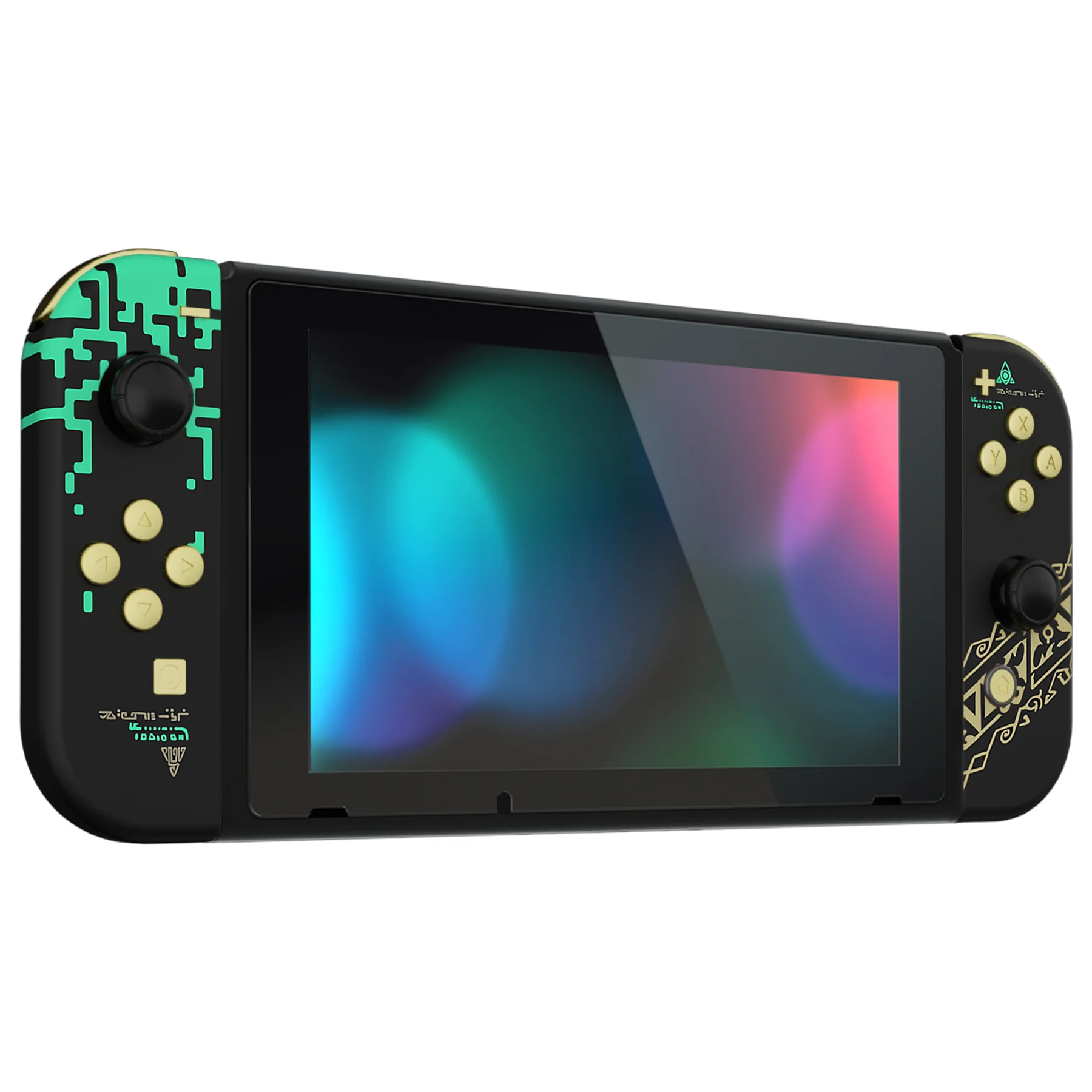 eXtremeRate Replacement Full Set Shells with Buttons for Nintendo Switch - Glow in Dark - Totem of Kingdom Black - Image 10