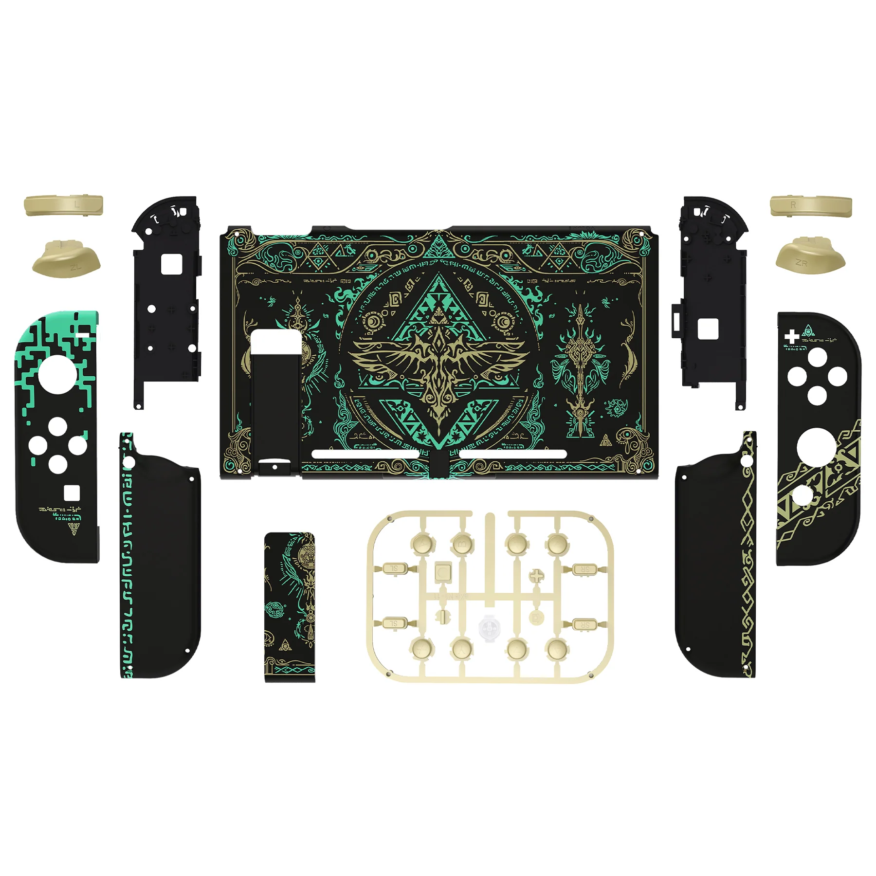 eXtremeRate Replacement Full Set Shells with Buttons for Nintendo Switch - Glow in Dark - Totem of Kingdom Black - Image 2
