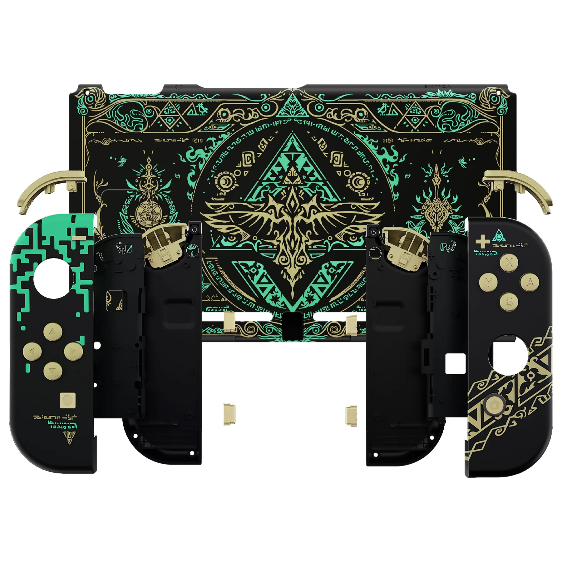 eXtremeRate Replacement Full Set Shells with Buttons for Nintendo Switch - Glow in Dark - Totem of Kingdom Black - Image 3