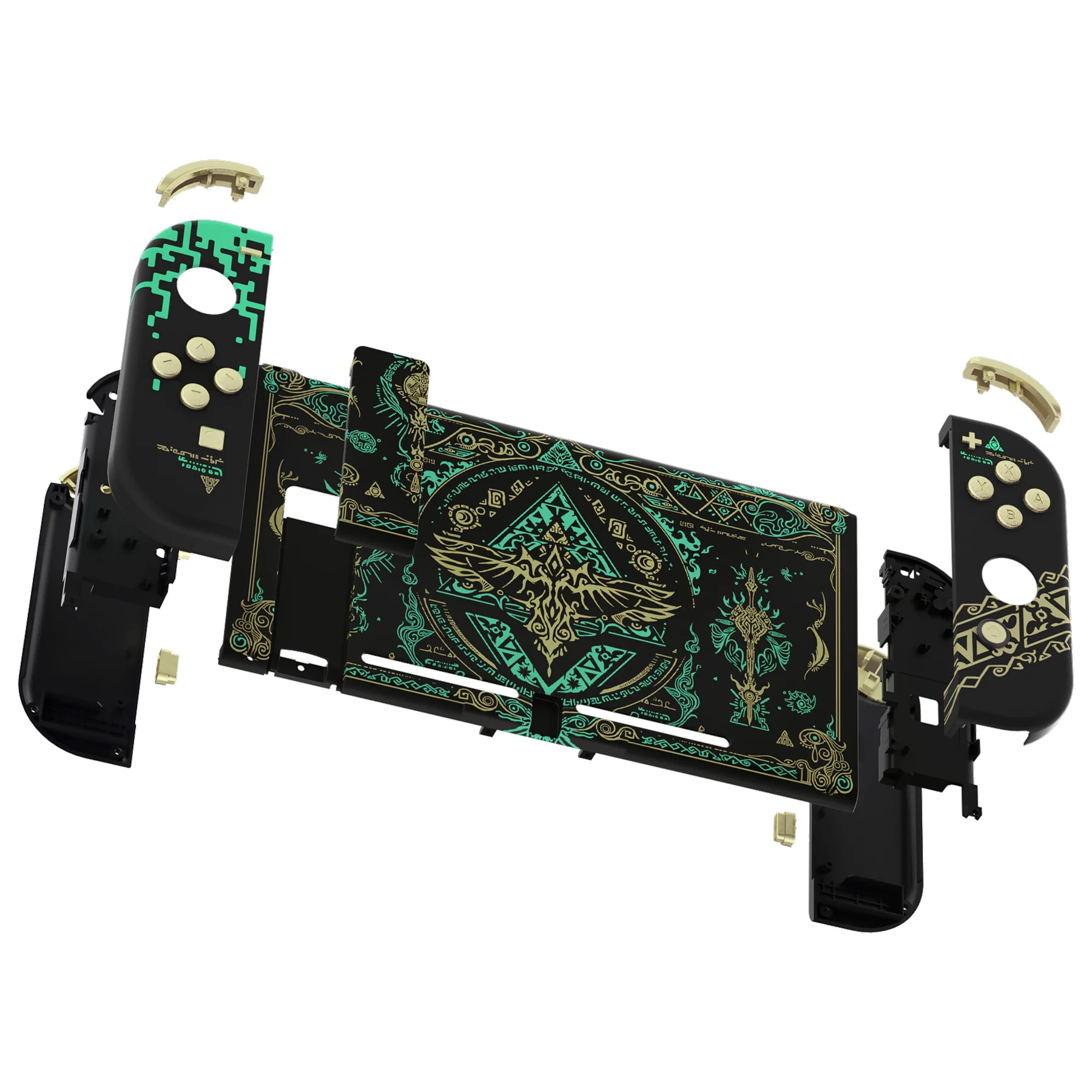 eXtremeRate Replacement Full Set Shells with Buttons for Nintendo Switch - Glow in Dark - Totem of Kingdom Black - Image 4