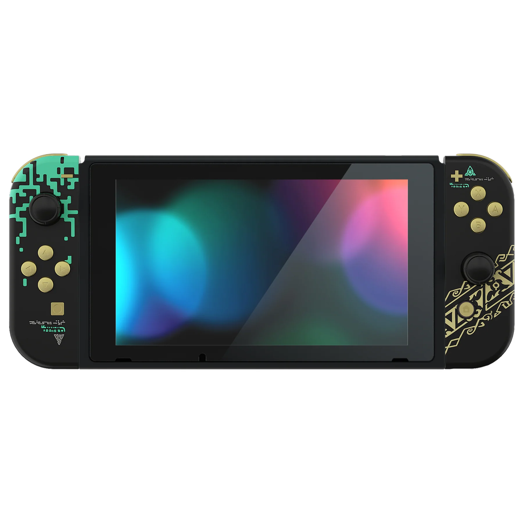 eXtremeRate Replacement Full Set Shells with Buttons for Nintendo Switch - Glow in Dark - Totem of Kingdom Black - Image 6