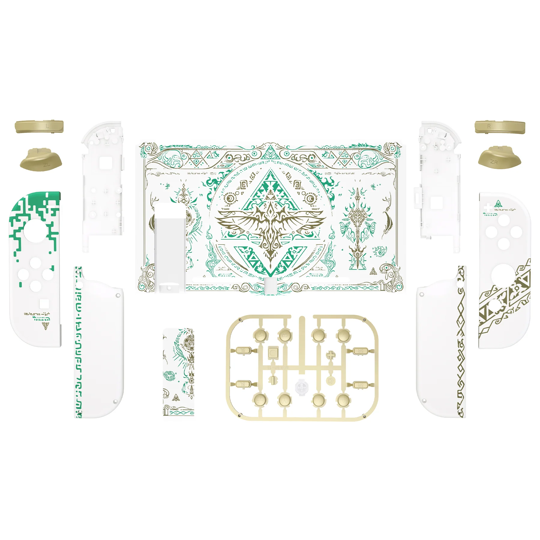 eXtremeRate Replacement Full Set Shells with Buttons for Nintendo Switch - Glow in Dark - Totem of Kingdom White - Image 2