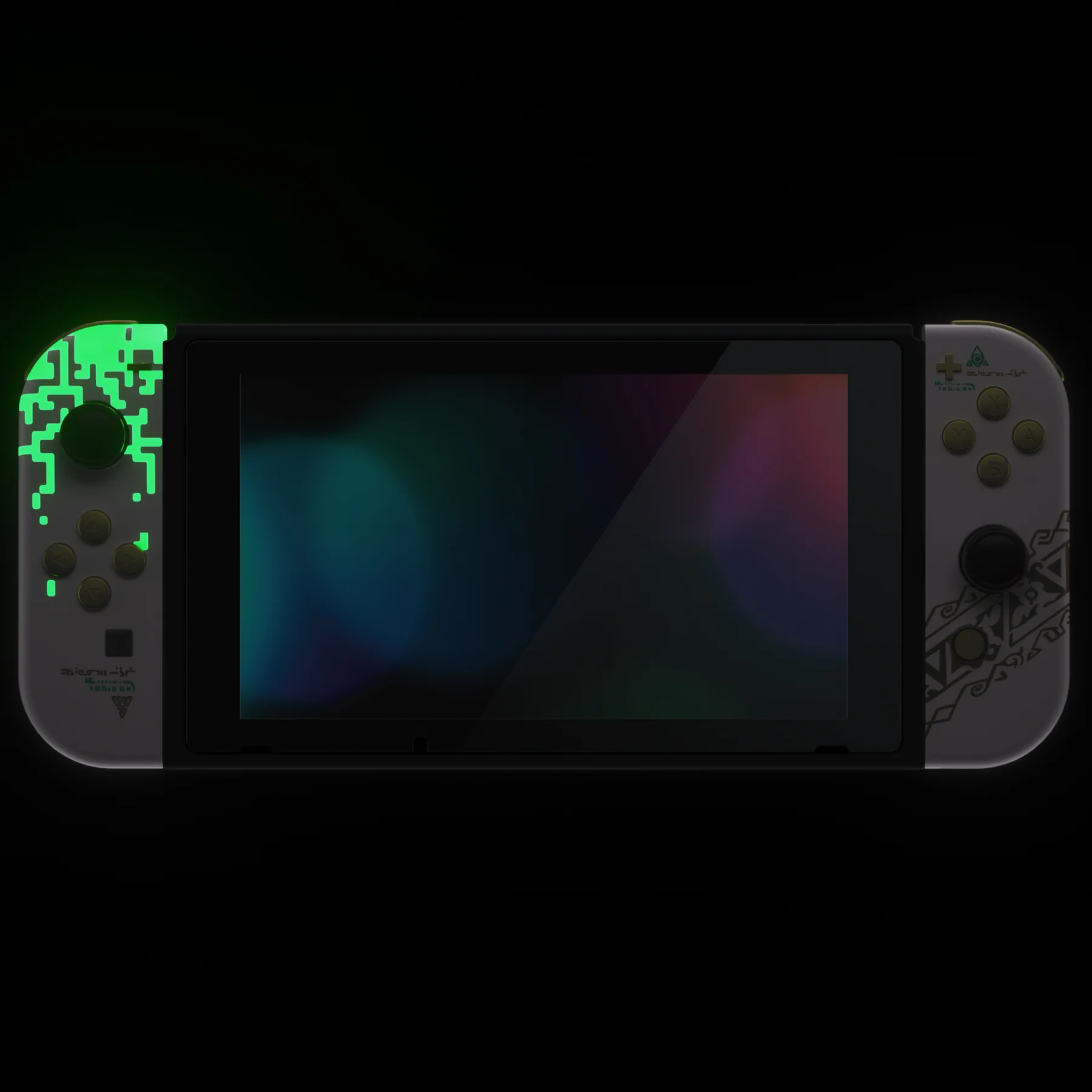 eXtremeRate Replacement Full Set Shells with Buttons for Nintendo Switch - Glow in Dark - Totem of Kingdom White - Image 7