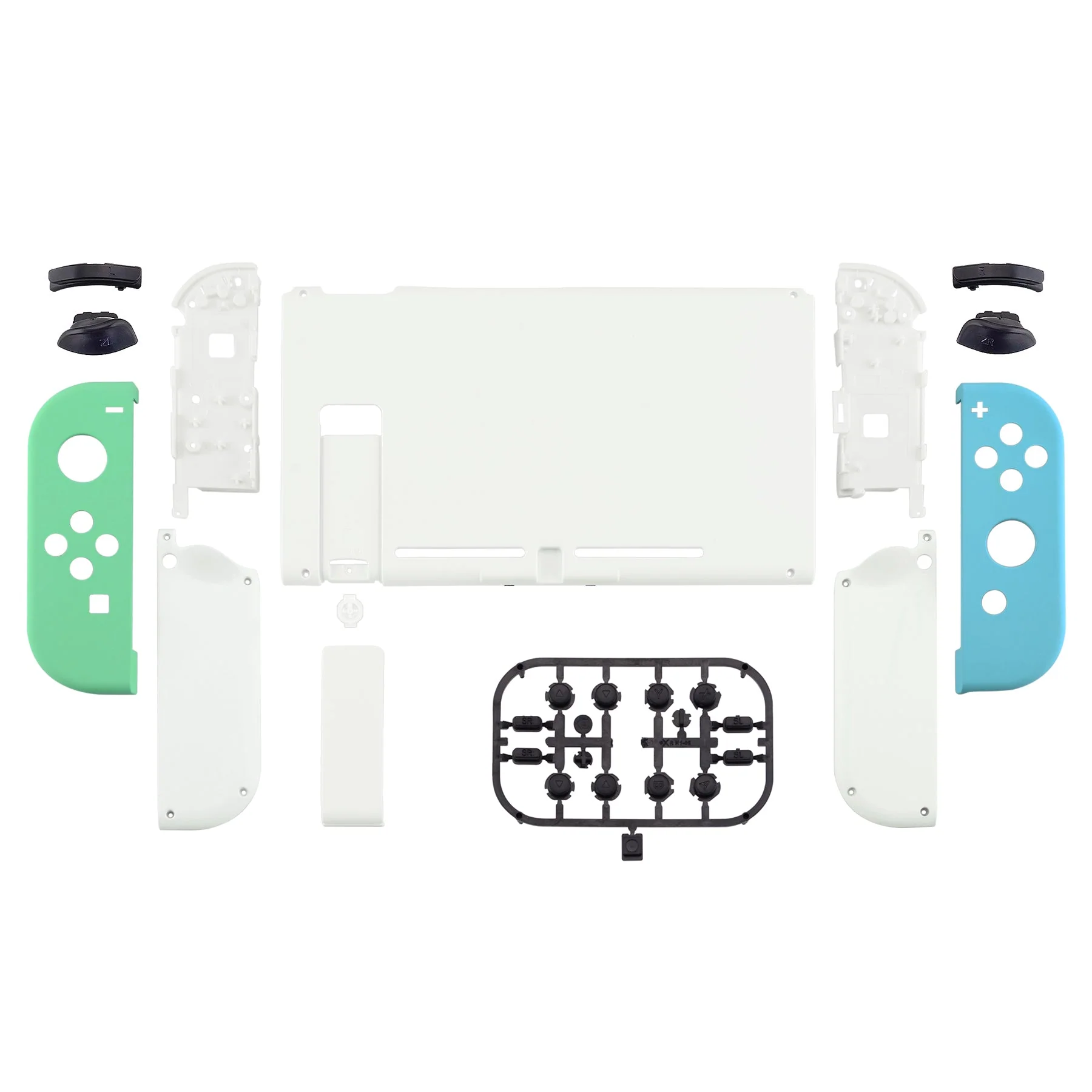 eXtremeRate Replacement Full Set Shells with Buttons for Nintendo Switch - Mint Green & Heaven Blue - Image 2