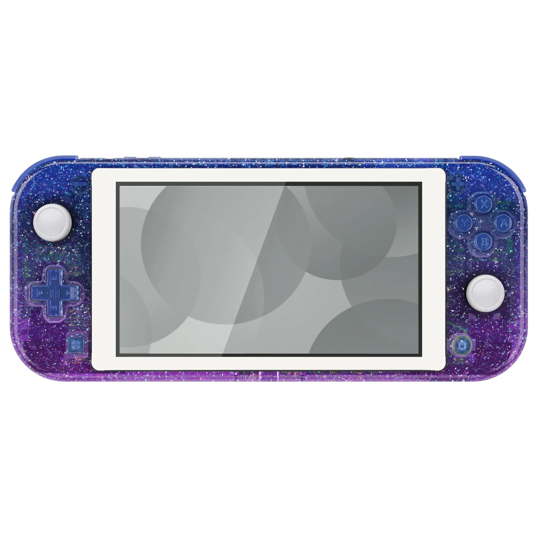eXtremeRate Replacement Full Set Shells with Buttons Kits & Screen Protector for Nintendo Switch Lite - Glitter Gradient Translucent Bluebell - Image 3