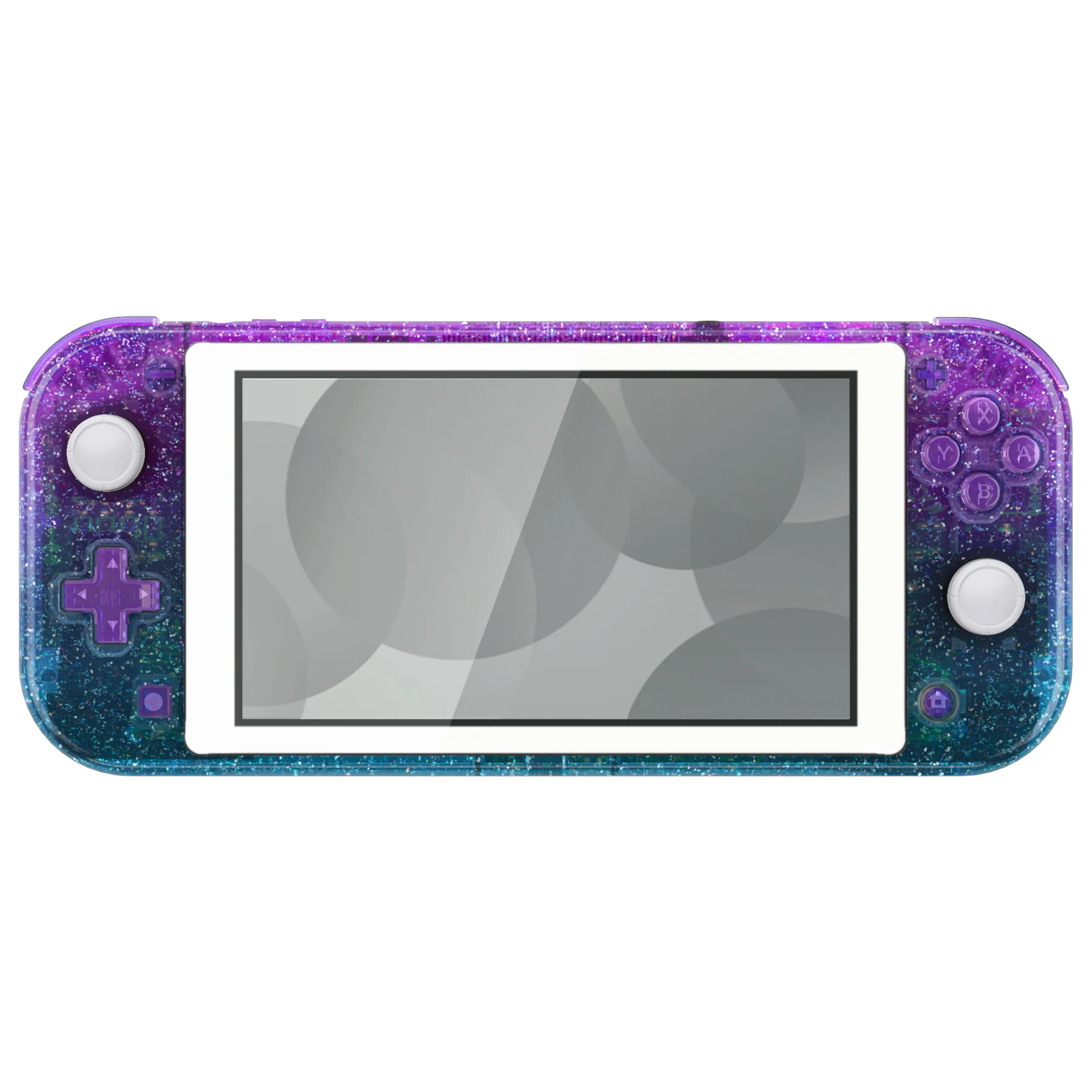 eXtremeRate Replacement Full Set Shells with Buttons Kits & Screen Protector for Nintendo Switch Lite - Glitter Gradient Translucent Bluebell & Blue - Image 3