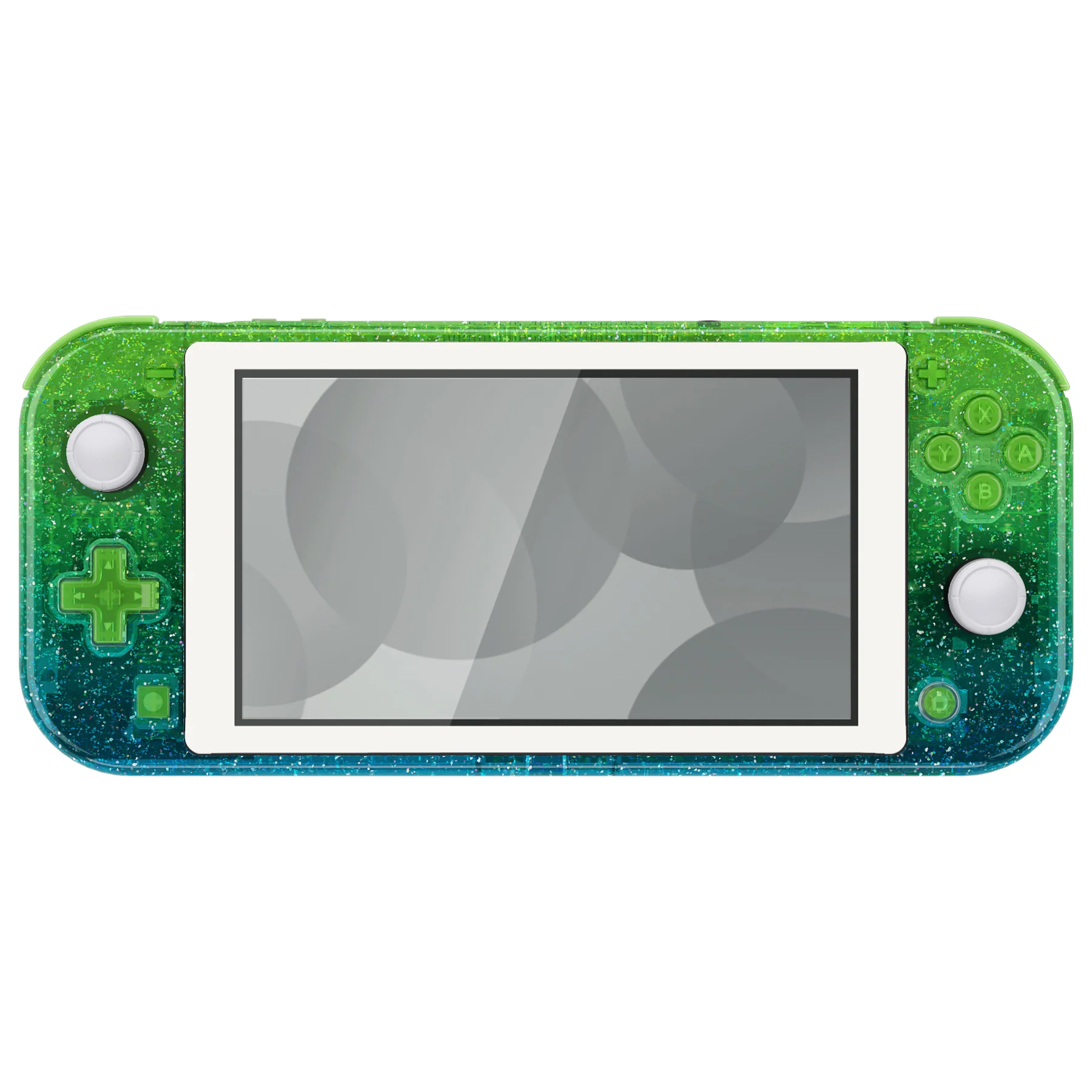 eXtremeRate Replacement Full Set Shells with Buttons Kits & Screen Protector for Nintendo Switch Lite - Glitter Gradient Translucent Green Blue - Image 3