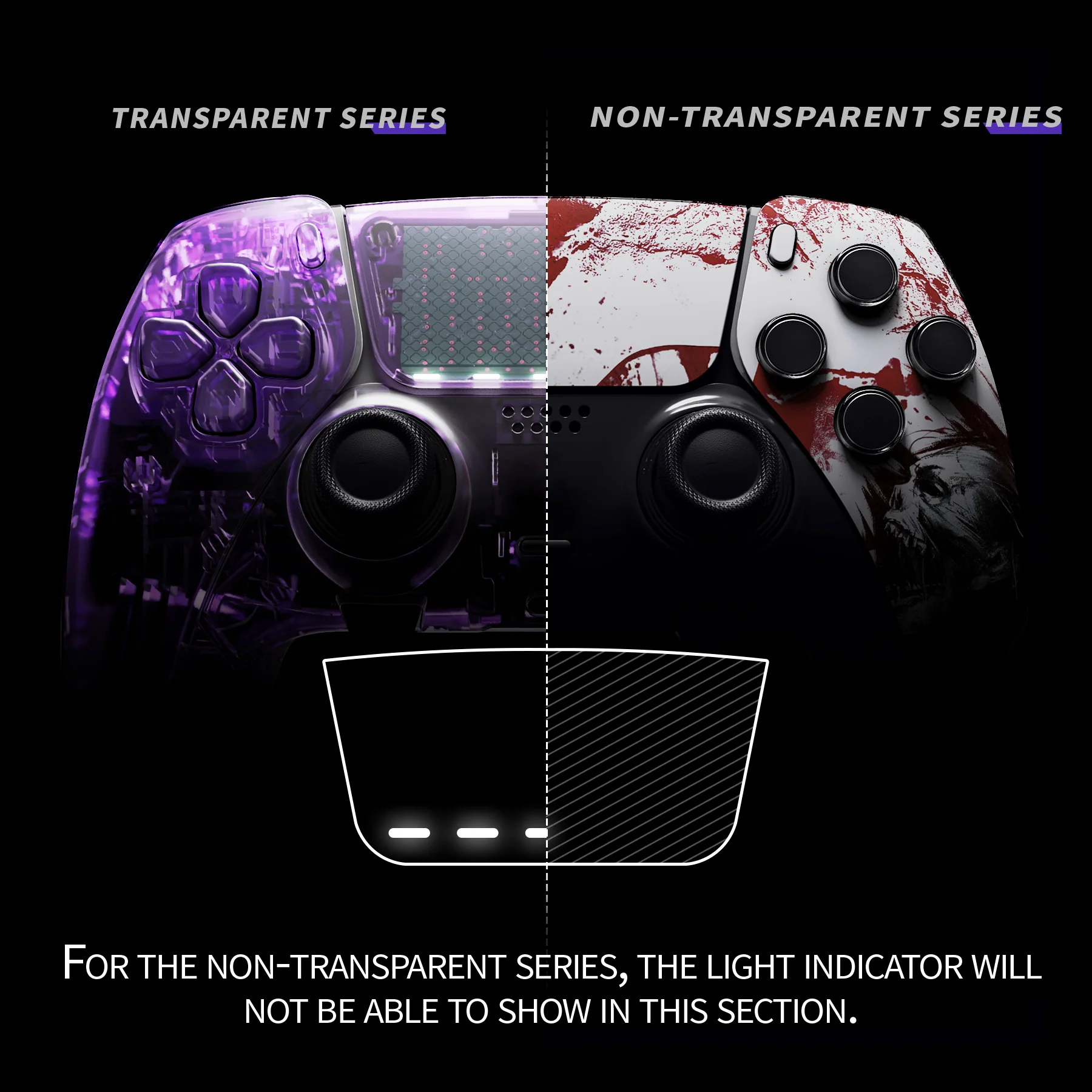 eXtremeRate Replacement Left Right Front Housing Shell with Touchpad Compatible with PS5 Edge Controller - Blood Zombie - Image 3
