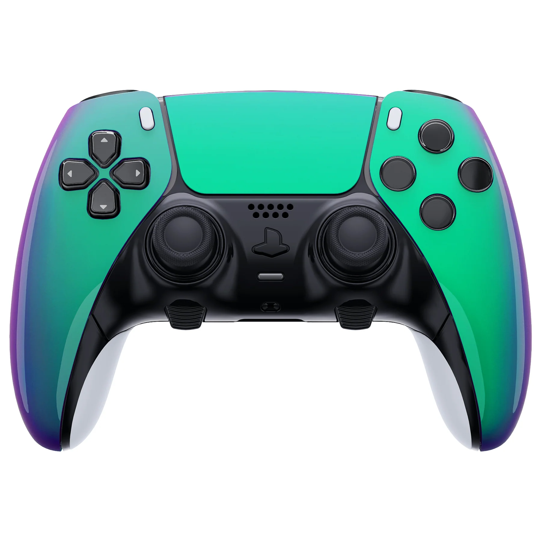 eXtremeRate Replacement Left Right Front Housing Shell with Touchpad Compatible with PS5 Edge Controller - Chameleon Green Purple - Image 4