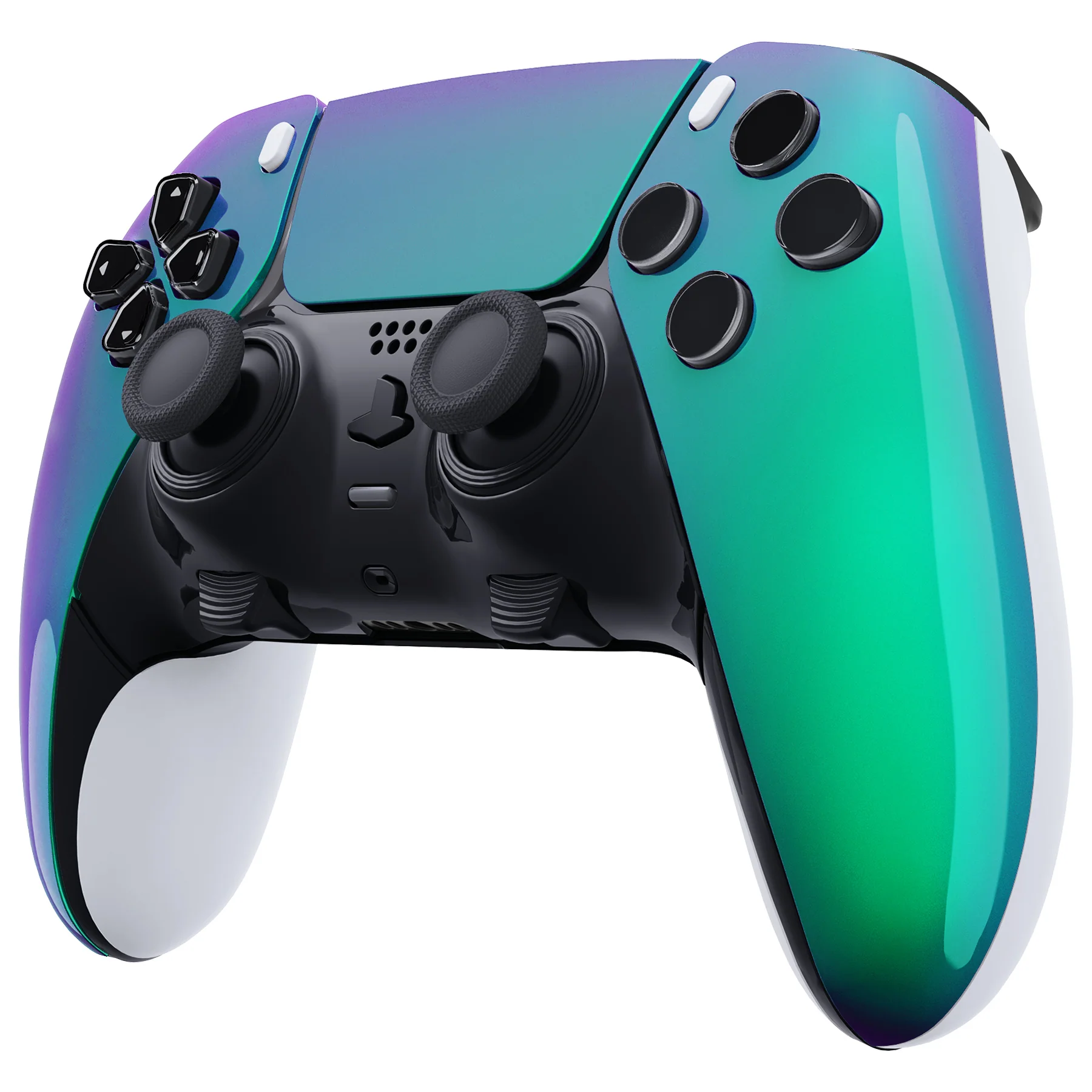 eXtremeRate Replacement Left Right Front Housing Shell with Touchpad Compatible with PS5 Edge Controller - Chameleon Green Purple - Image 5
