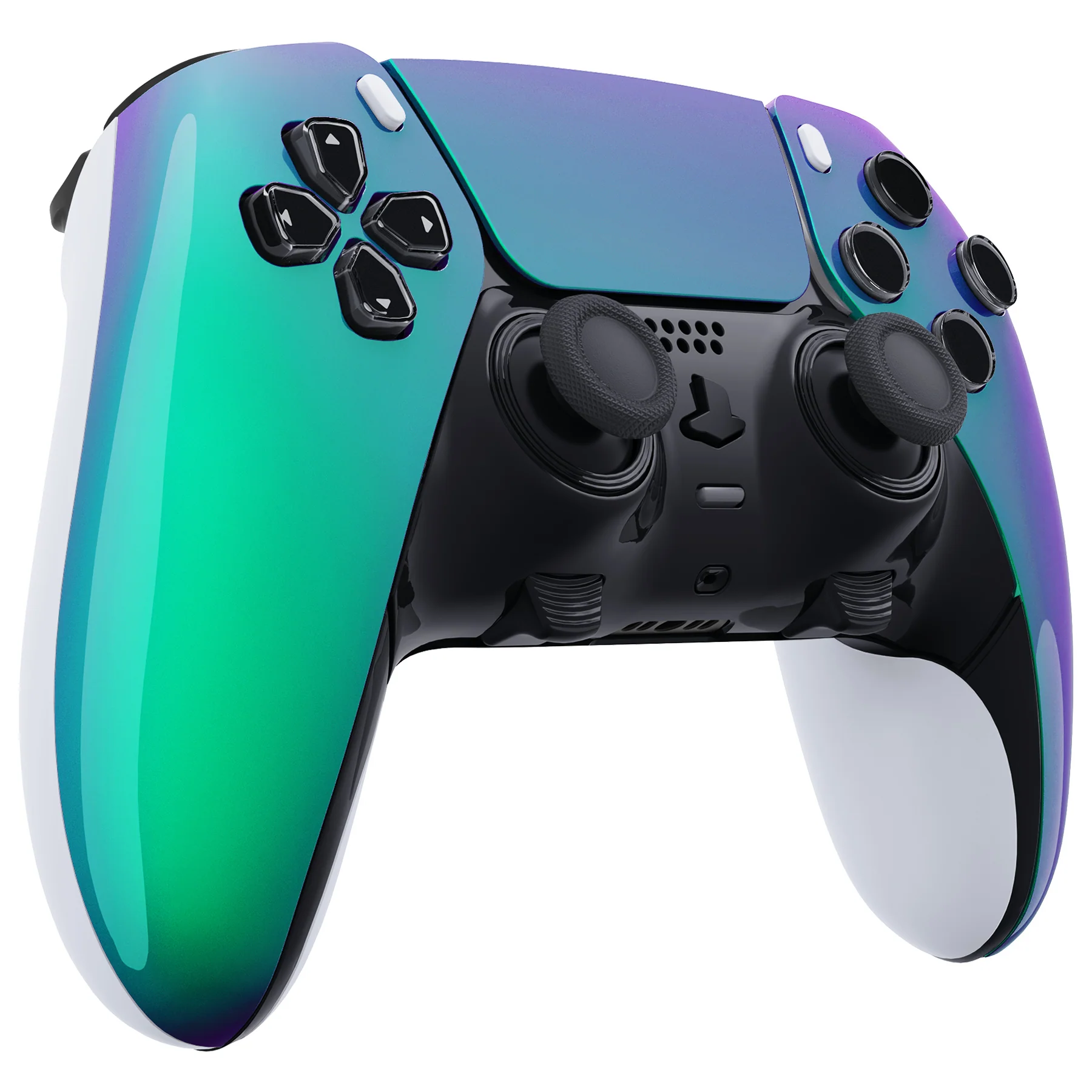 eXtremeRate Replacement Left Right Front Housing Shell with Touchpad Compatible with PS5 Edge Controller - Chameleon Green Purple - Image 6