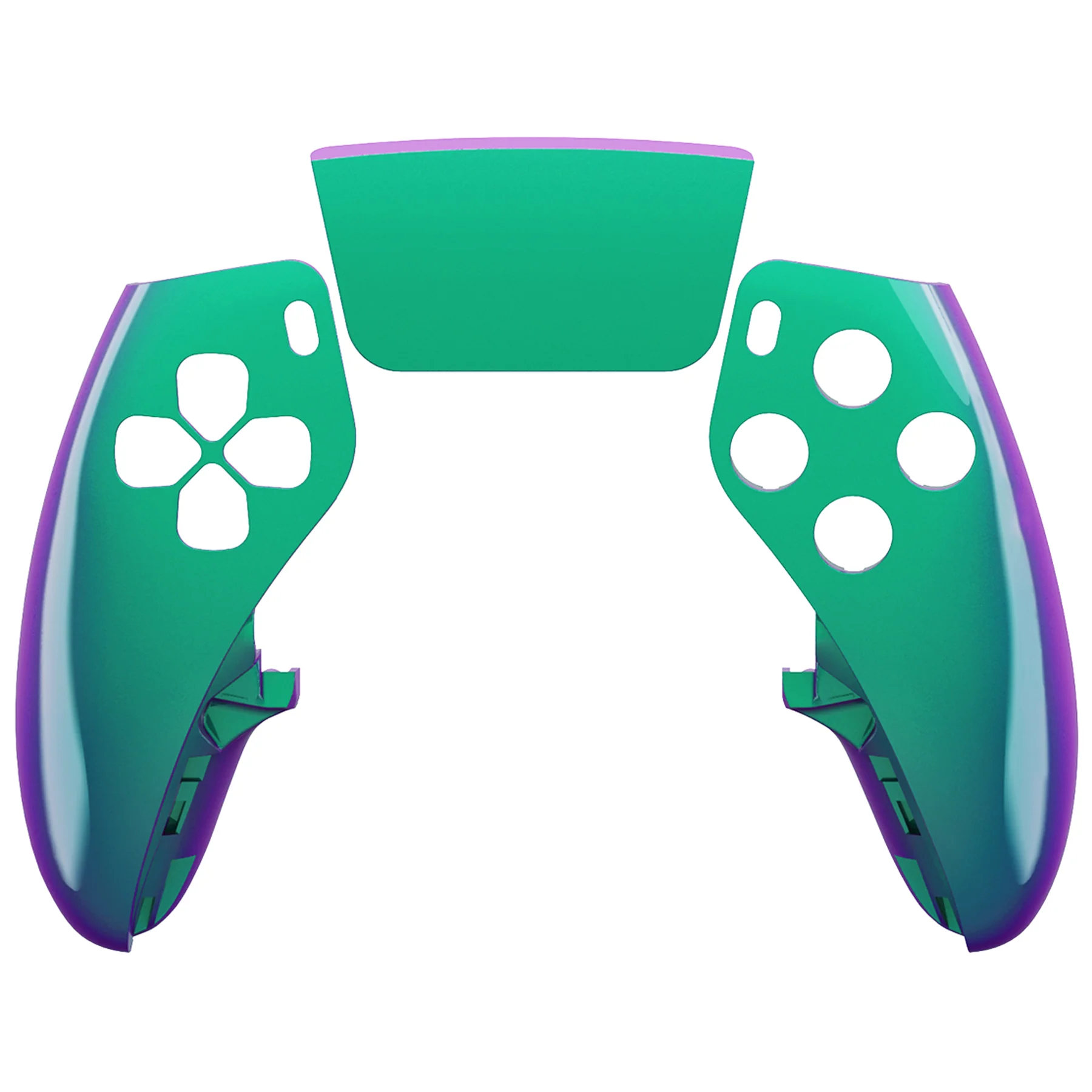 eXtremeRate Replacement Left Right Front Housing Shell with Touchpad Compatible with PS5 Edge Controller - Chameleon Green Purple - Image 7