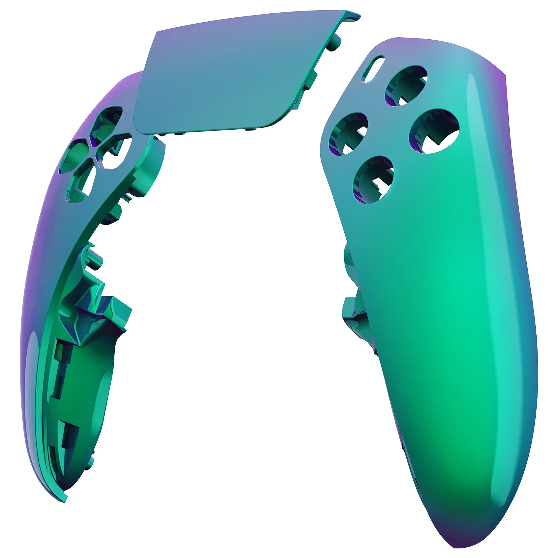 eXtremeRate Replacement Left Right Front Housing Shell with Touchpad Compatible with PS5 Edge Controller - Chameleon Green Purple - Image 8