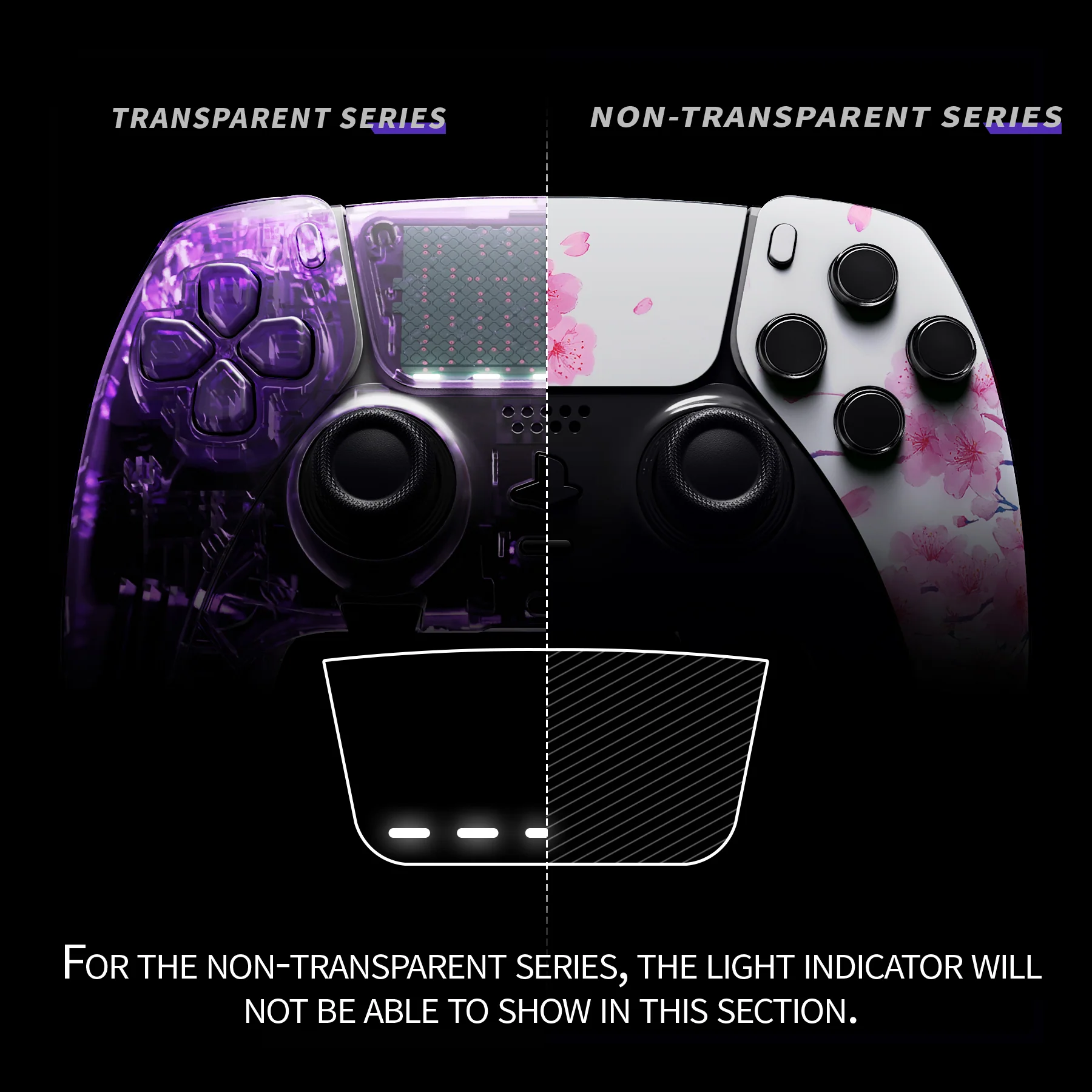 eXtremeRate Replacement Left Right Front Housing Shell with Touchpad Compatible with PS5 Edge Controller - Cherry Blossom Whisper - Image 3