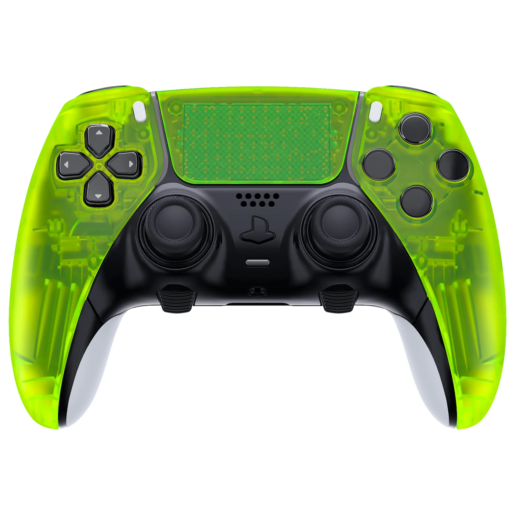 eXtremeRate Replacement Left Right Front Housing Shell with Touchpad Compatible with PS5 Edge Controller - Clear Lime Green - Image 2