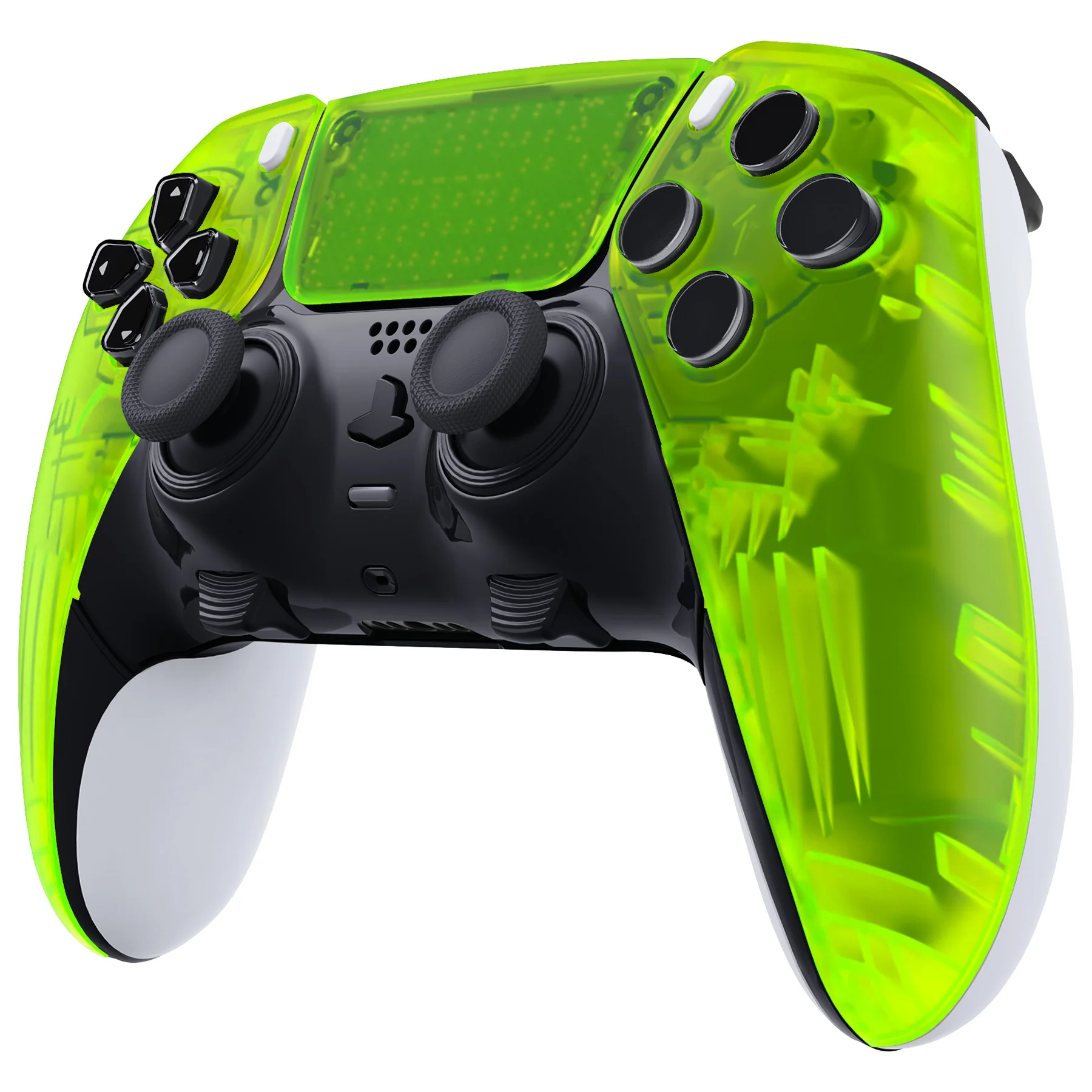 eXtremeRate Replacement Left Right Front Housing Shell with Touchpad Compatible with PS5 Edge Controller - Clear Lime Green - Image 3