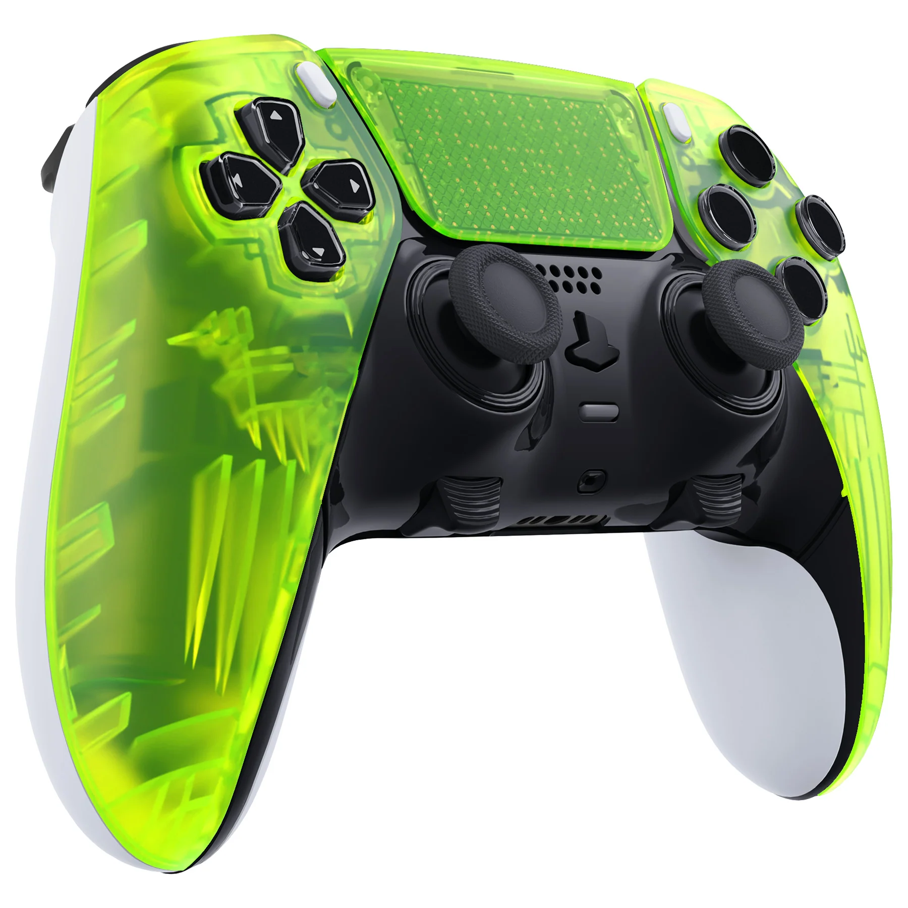 eXtremeRate Replacement Left Right Front Housing Shell with Touchpad Compatible with PS5 Edge Controller - Clear Lime Green - Image 4