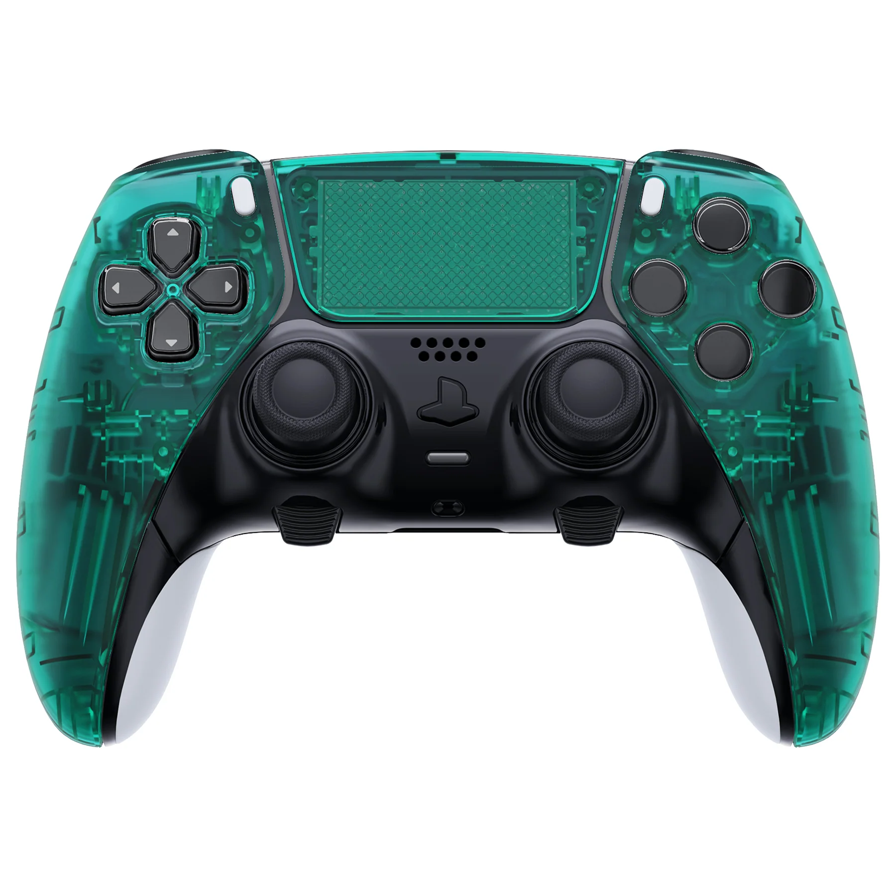 eXtremeRate Replacement Left Right Front Housing Shell with Touchpad Compatible with PS5 Edge Controller - Emerald Green - Image 2