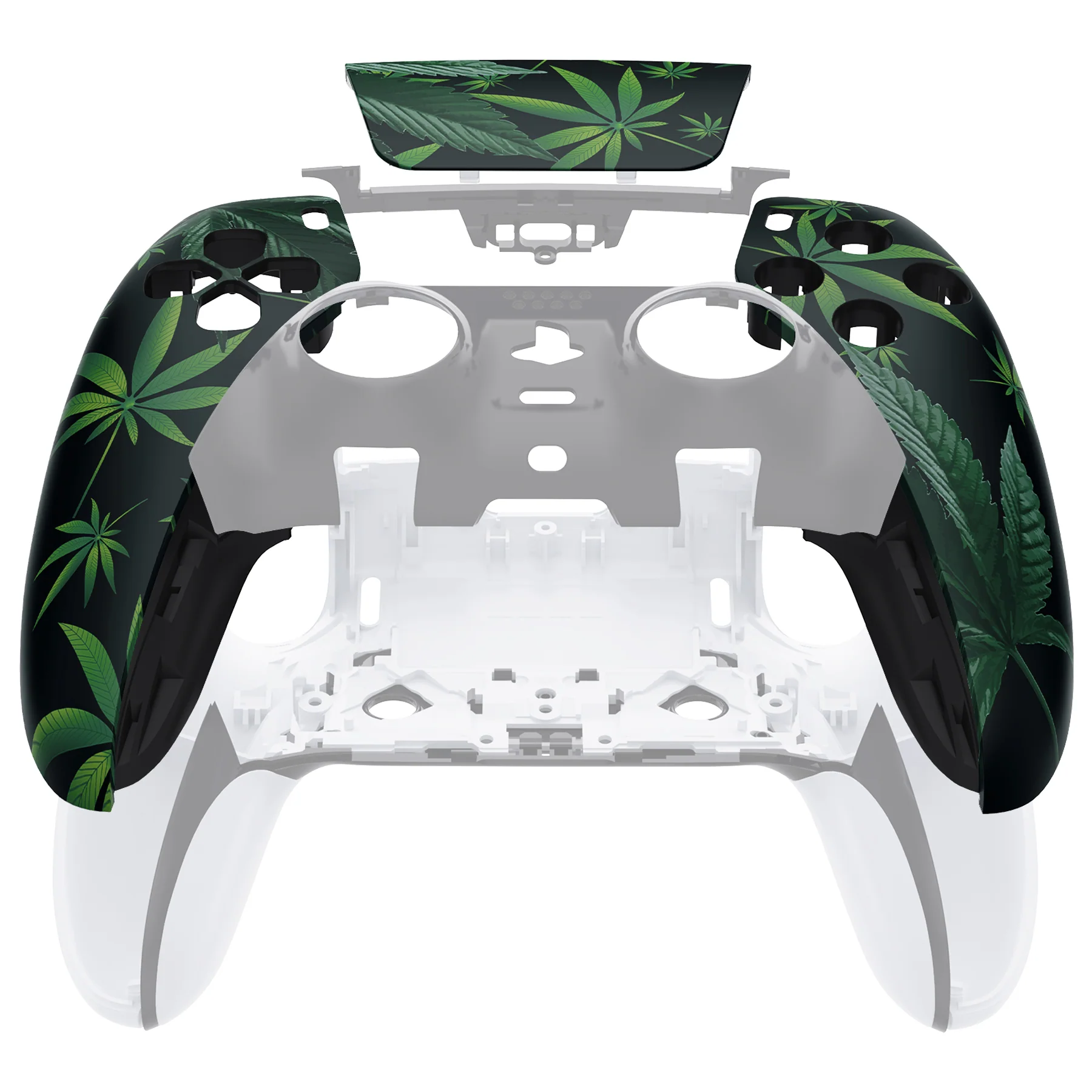 eXtremeRate Replacement Left Right Front Housing Shell with Touchpad Compatible with PS5 Edge Controller - Green Weeds - Image 2