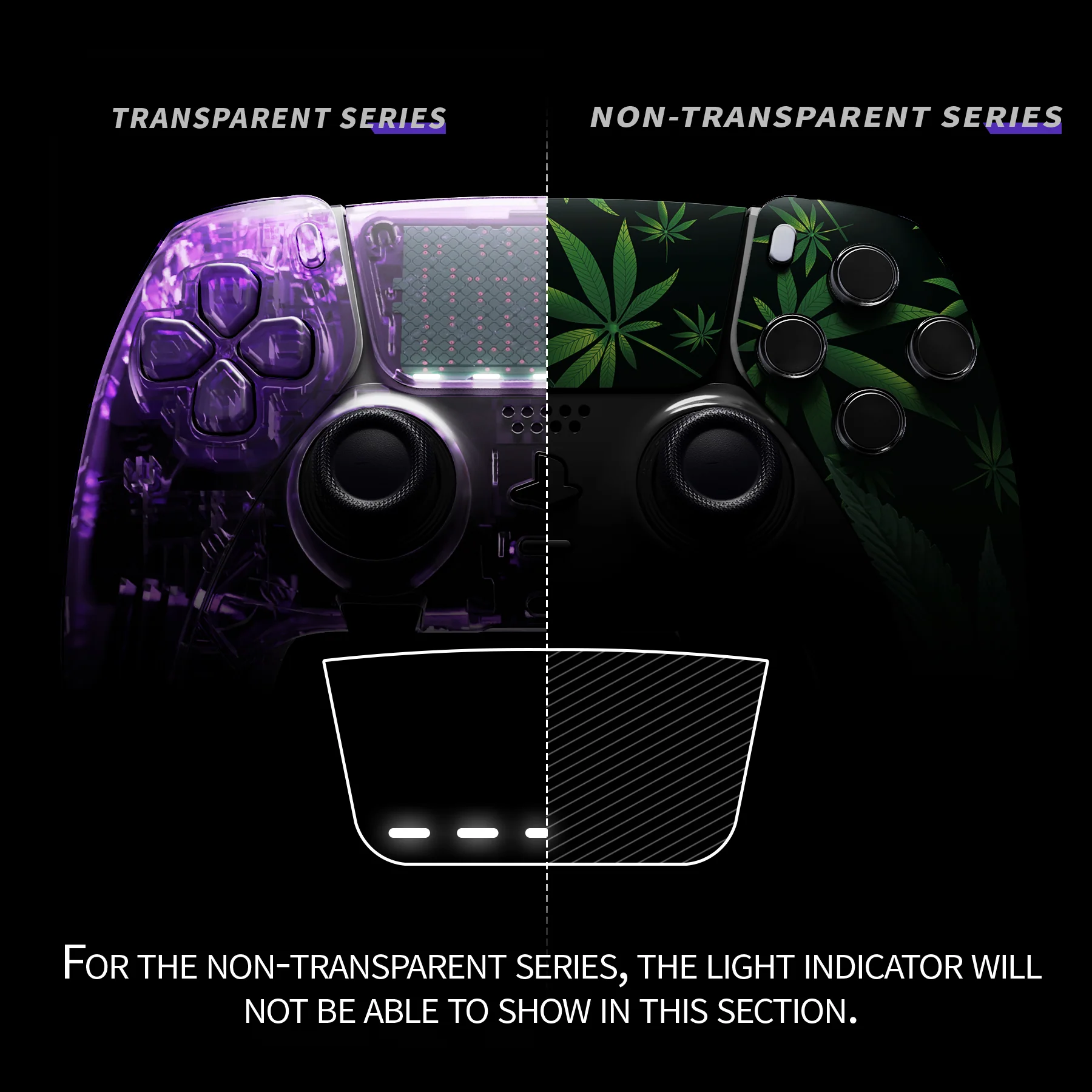 eXtremeRate Replacement Left Right Front Housing Shell with Touchpad Compatible with PS5 Edge Controller - Green Weeds - Image 3