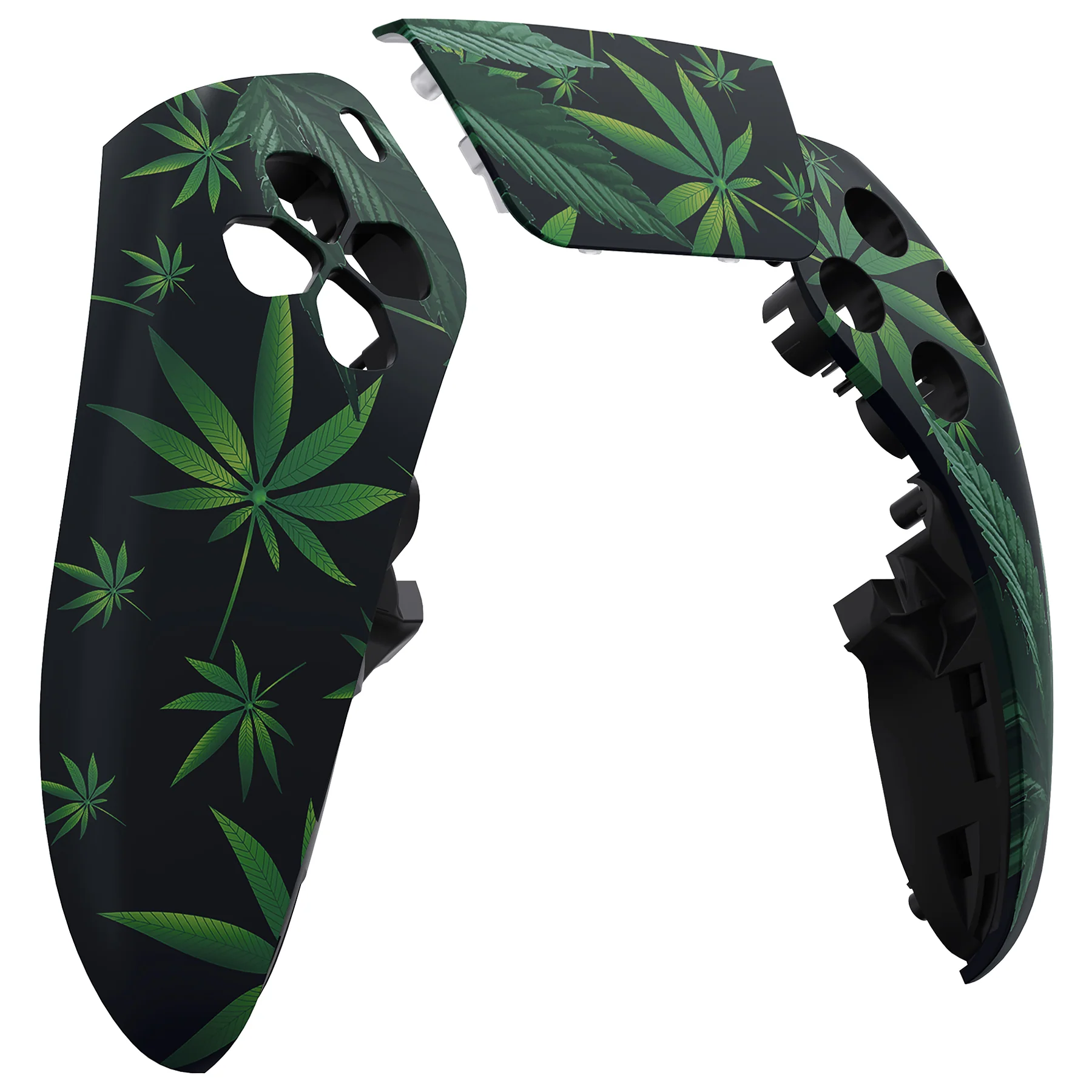 eXtremeRate Replacement Left Right Front Housing Shell with Touchpad Compatible with PS5 Edge Controller - Green Weeds - Image 9