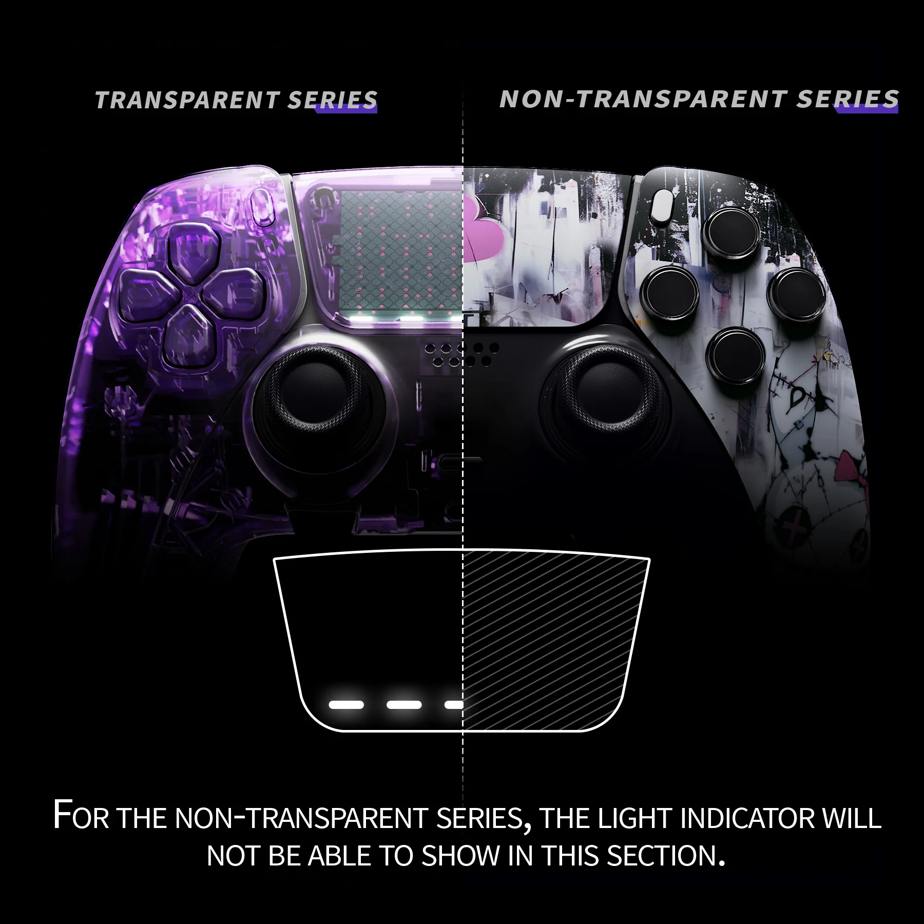 eXtremeRate Replacement Left Right Front Housing Shell with Touchpad Compatible with PS5 Edge Controller - Lovely Punky Bunny - Image 3