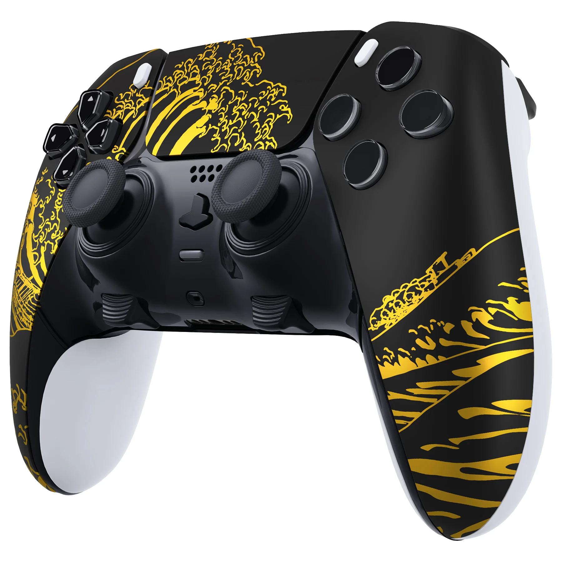 eXtremeRate Replacement Left Right Front Housing Shell with Touchpad Compatible with PS5 Edge Controller - The Great GOLDEN Wave Off Kanagawa - Black - Image 5