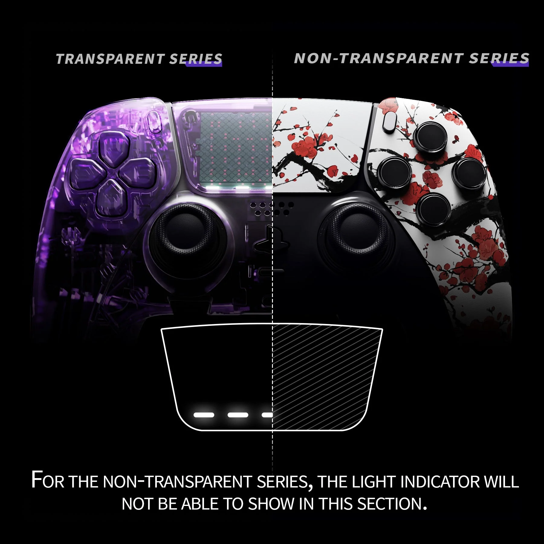 eXtremeRate Replacement Left Right Front Housing Shell with Touchpad Compatible with PS5 Edge Controller - Winter Blossom - Image 3