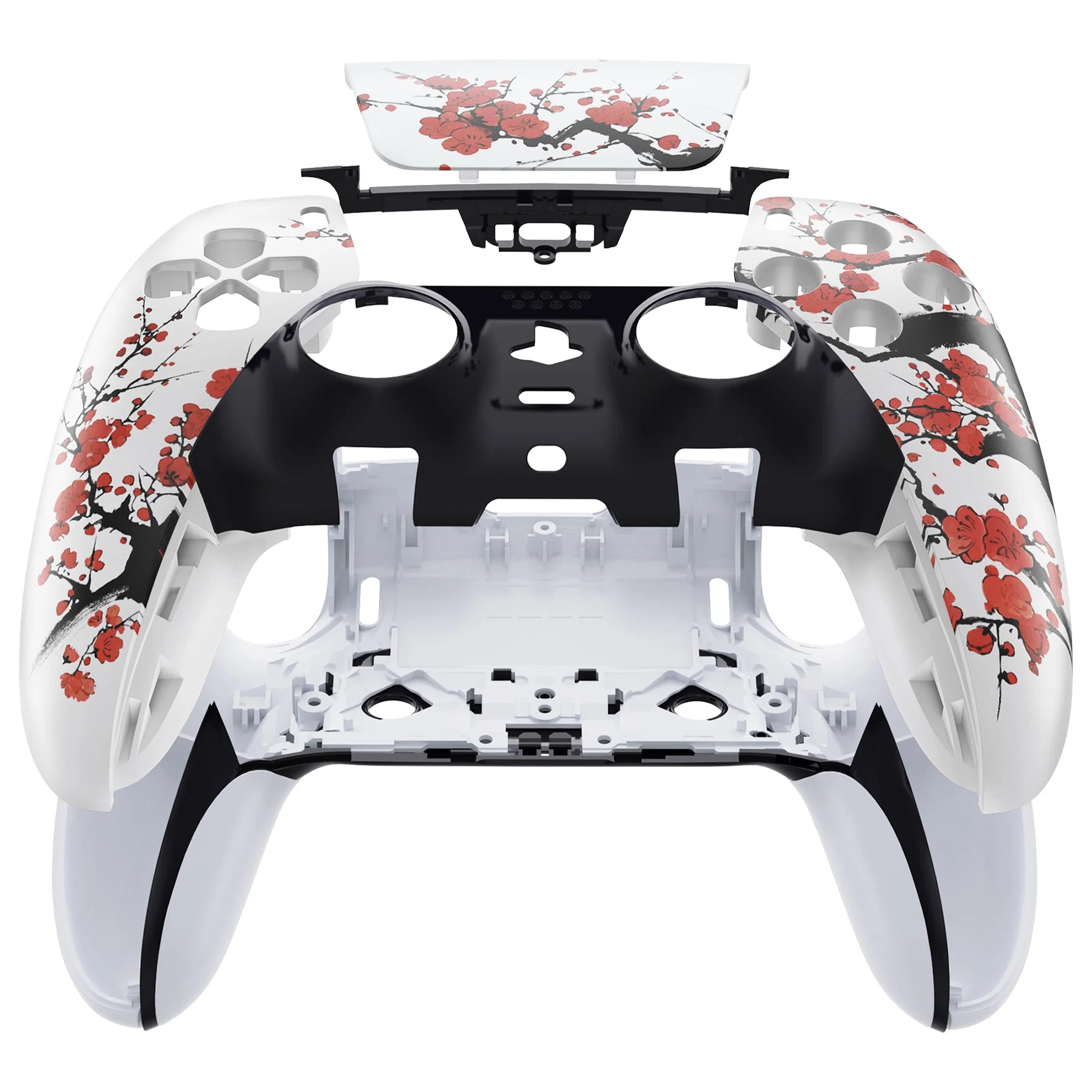 eXtremeRate Replacement Left Right Front Housing Shell with Touchpad Compatible with PS5 Edge Controller - Winter Blossom - Image 4