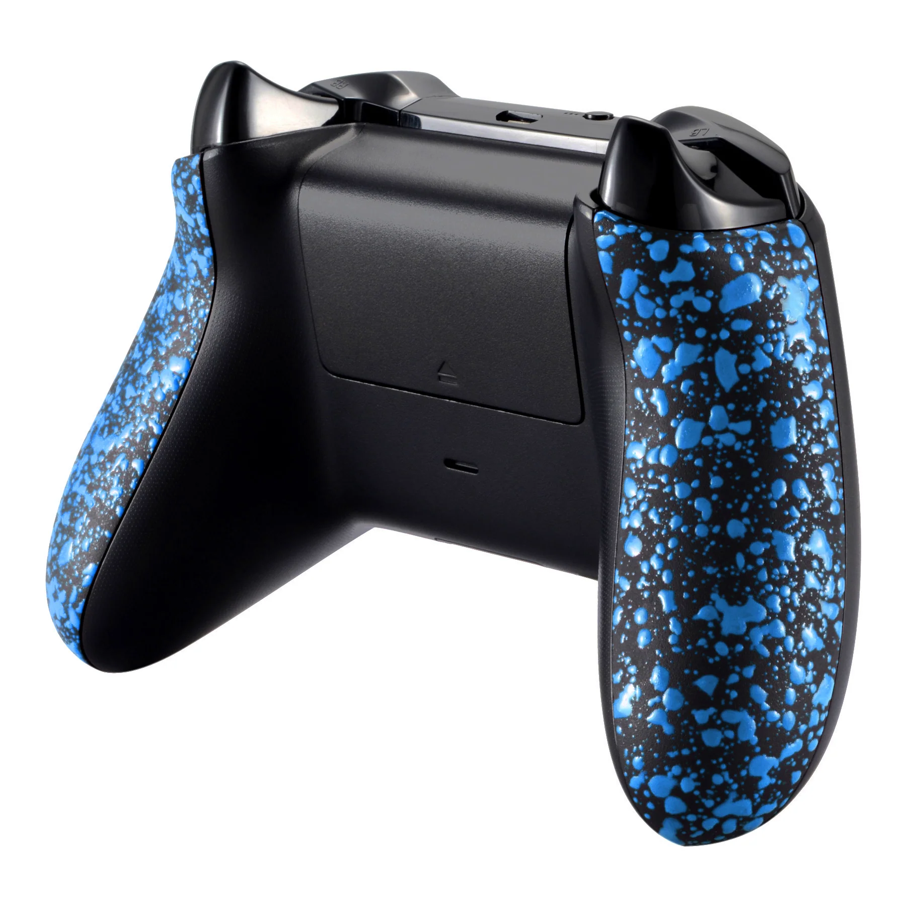eXtremeRate Replacement Non-Slip Grips Side Rails Handles for Xbox One X & S Controller (Model 1708) - Textured Black Blue - Image 6