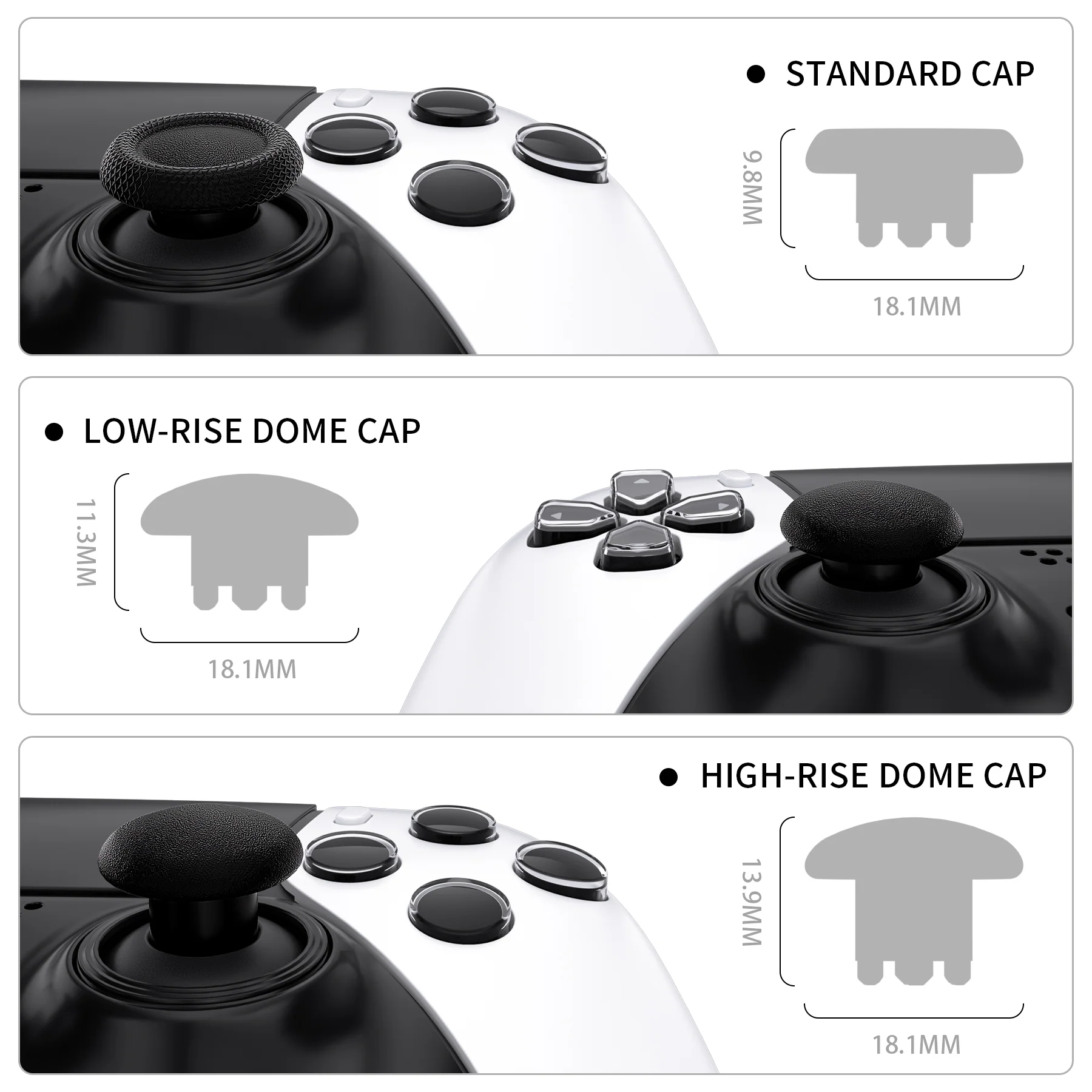 eXtremeRate Replacement Swappable Thumbsticks for PS5 Edge Controller - Black - Image 3
